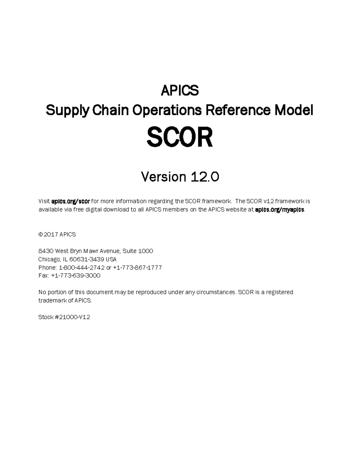 APICS SCOR v12.0 Framework Overview and Introduction - Studocu
