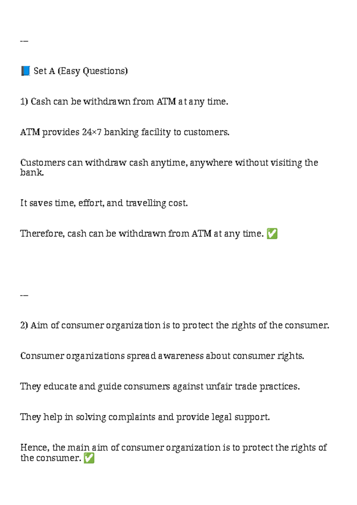 OCM Justify-ANS-SEM 1: Easy Questions on Consumer Rights & Equity - Studocu