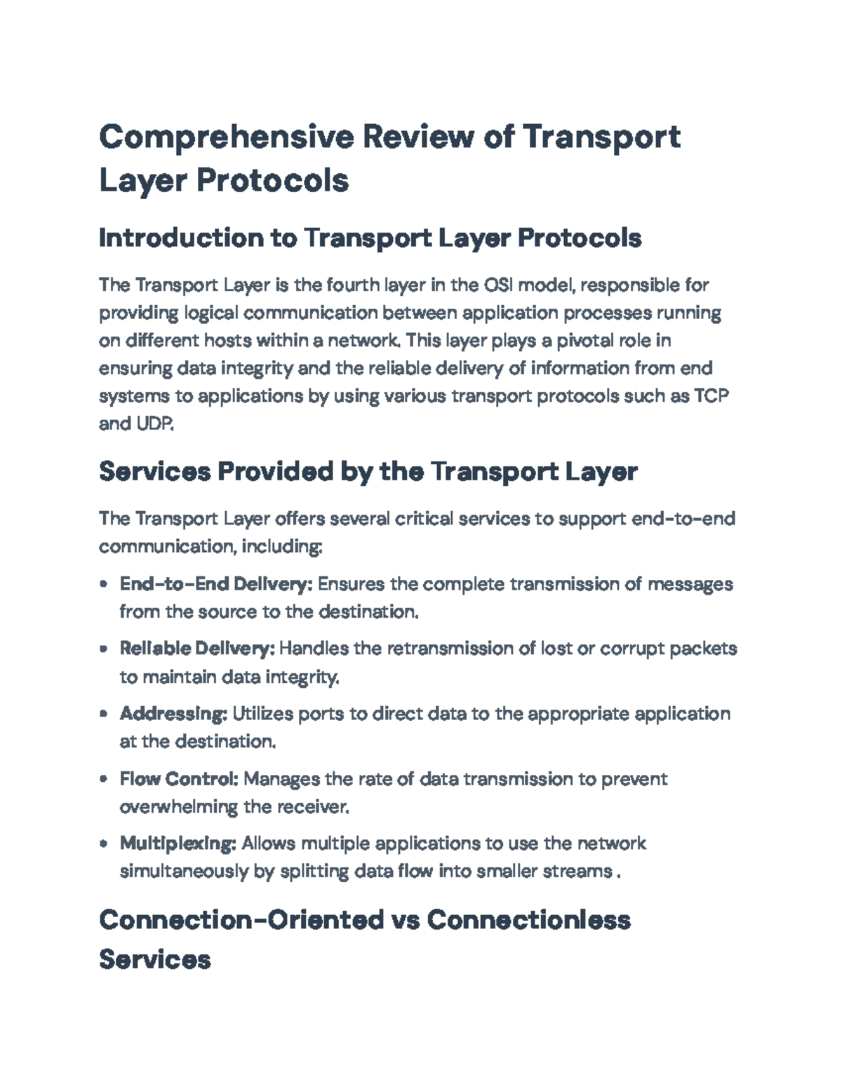 Comprehensive Review of Transport Layer Protocols and Applications ...