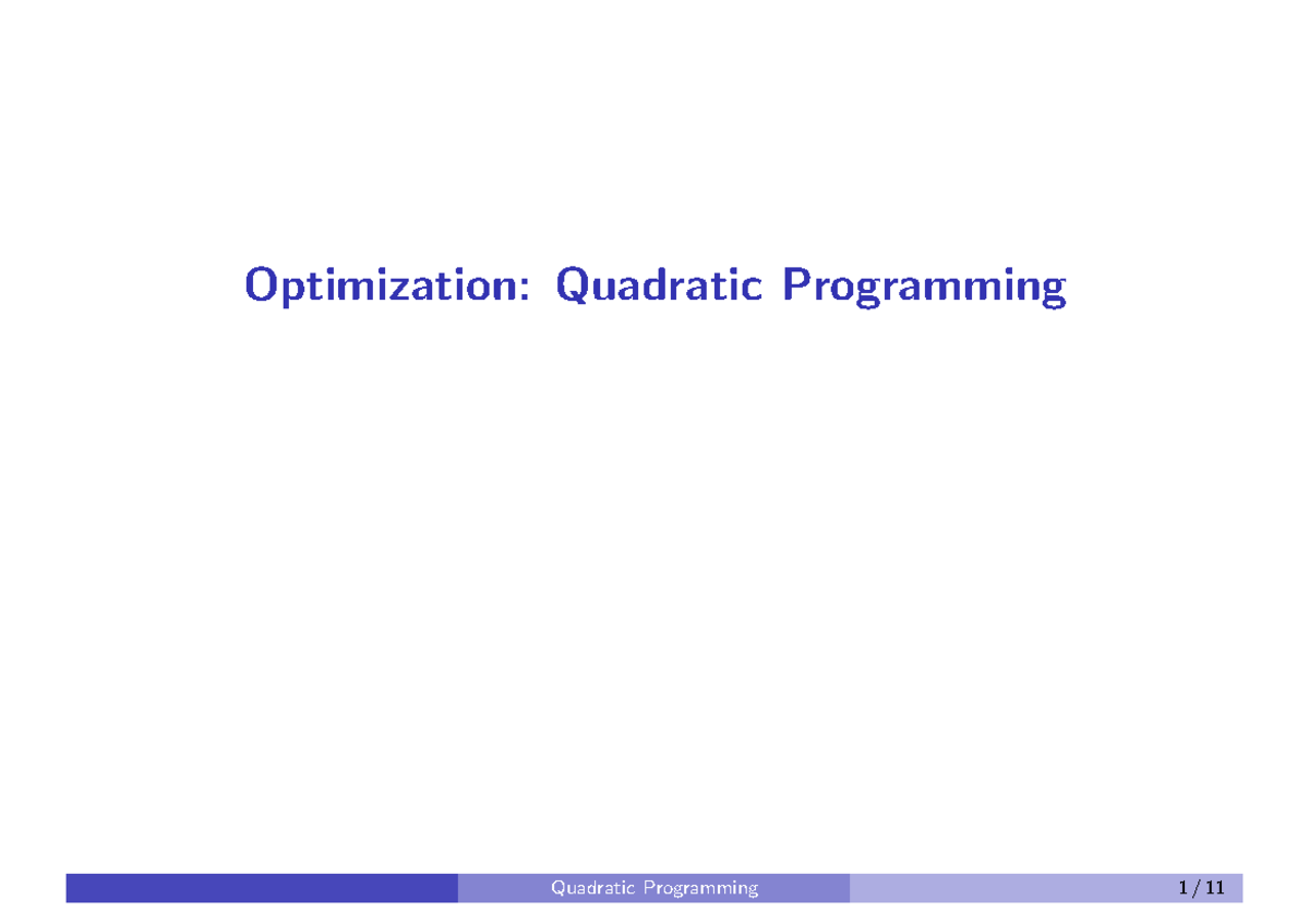 QP 101: Understanding Quadratic Programming Techniques and Examples ...