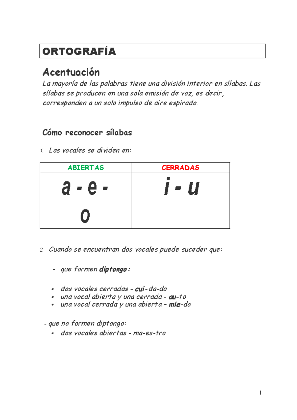 Reglas de Acentuación y División Silábica en Español - Studocu