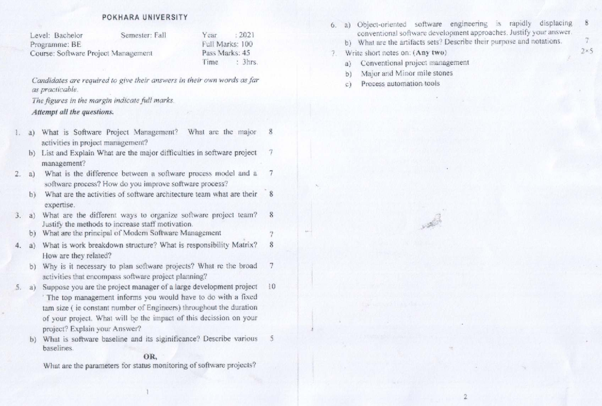 SPM-21 Fall: Software Project Management Notes and Exam Guide - Studocu