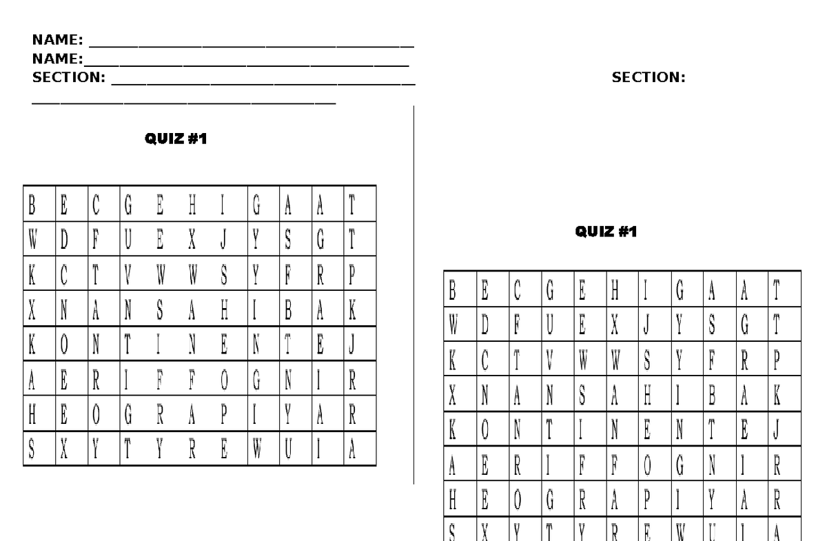 QUIZ #1 - WORD HUNT Activities and Templates - Studocu
