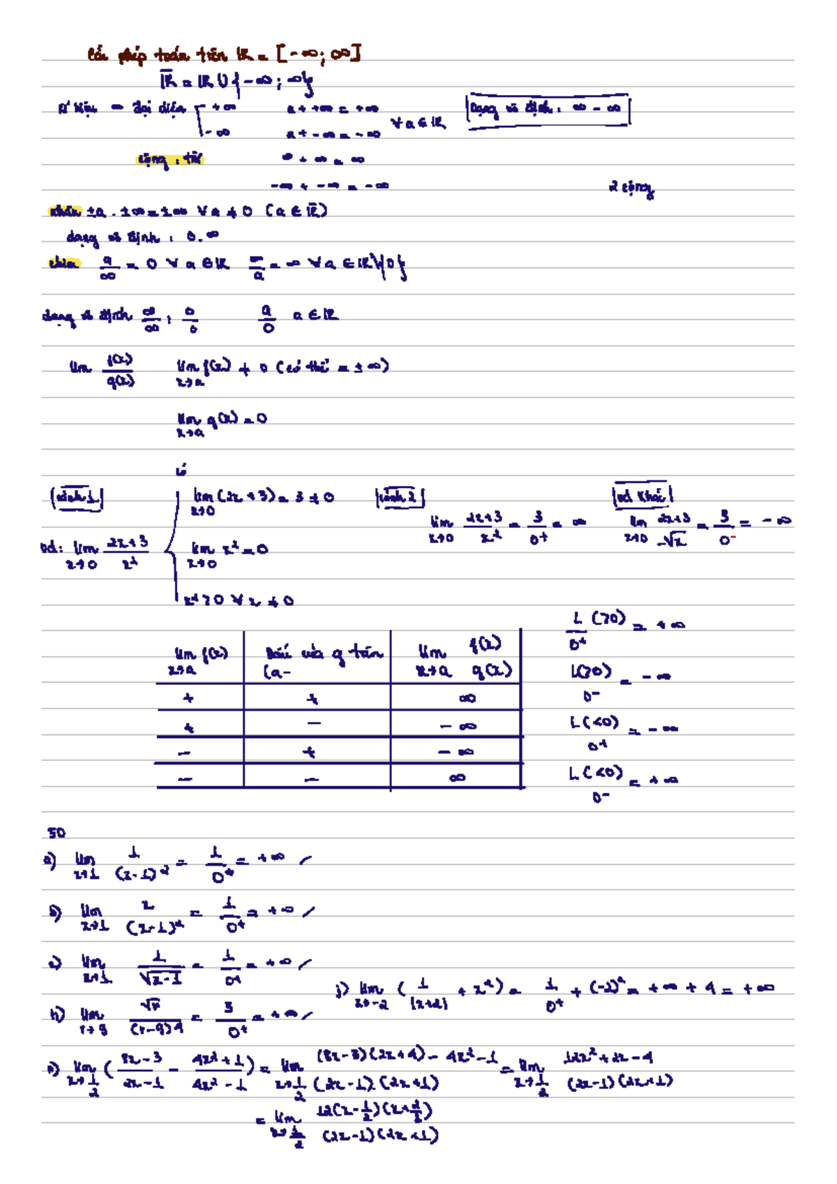 Mathematics Lecture Notes: Advanced Concepts and Limits - Studocu