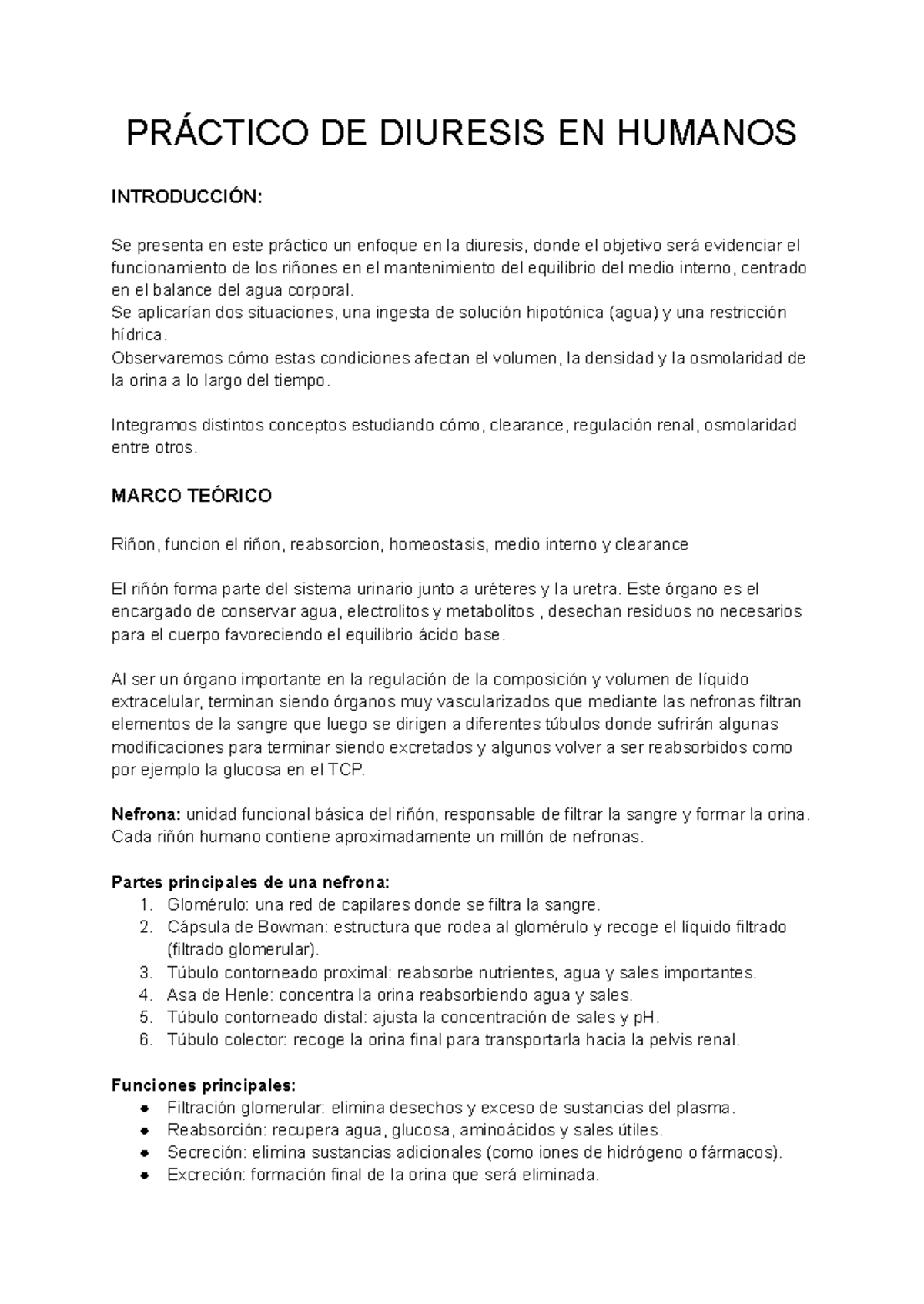 Práctico de Diuresis en Humanos: Función Renal y Equilibrio Hídrico ...