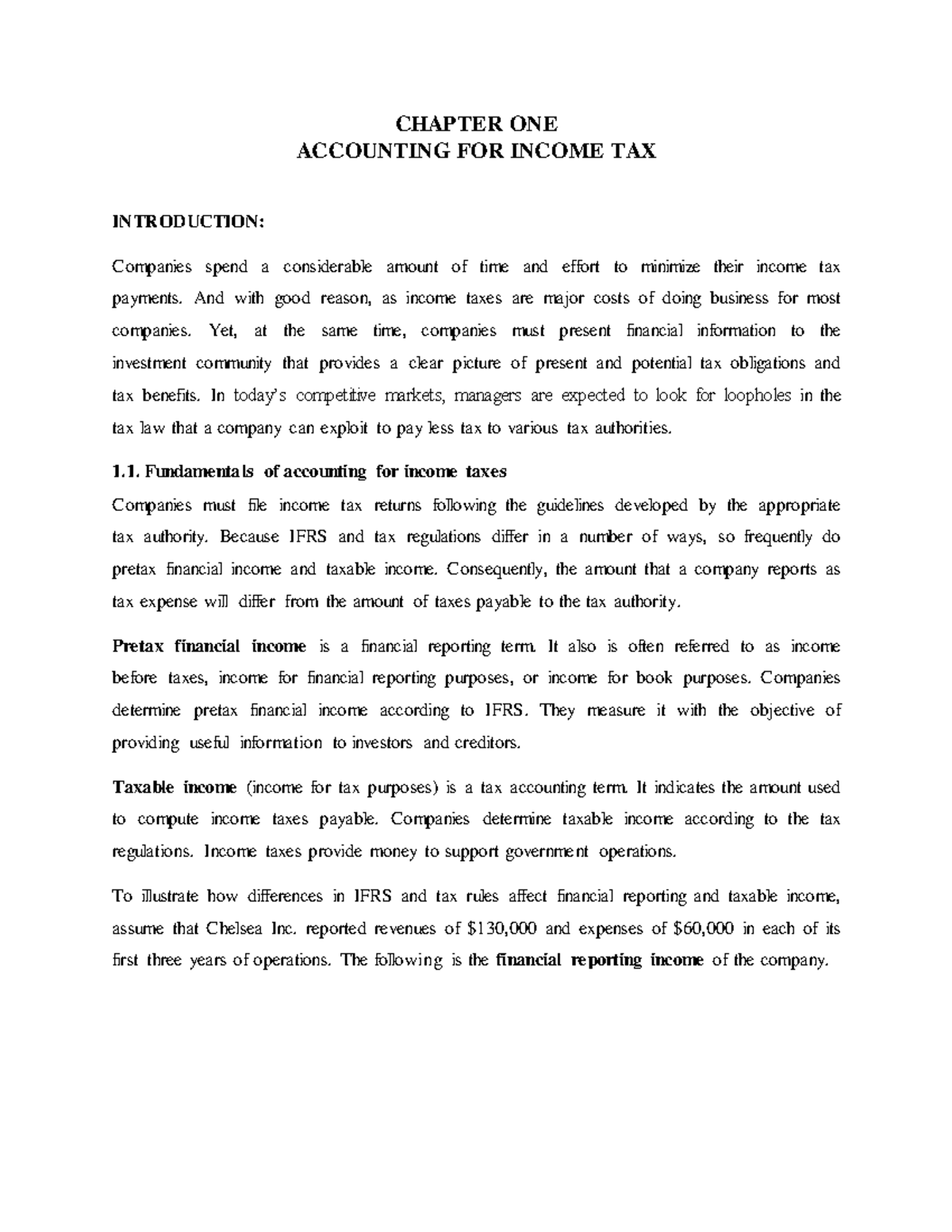 Advance FA I: Chapter 1 - Accounting for Income Taxes and Financial ...