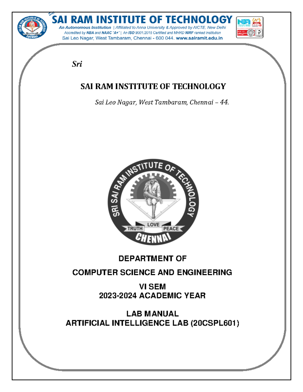 AI Lab Manual (20CSPL601) - Prolog Programming and Experiments - Studocu