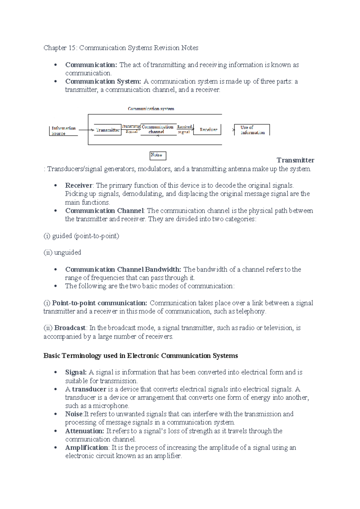 Chapter 15: Revision Notes on Communication Systems (Comm 101) - Studocu