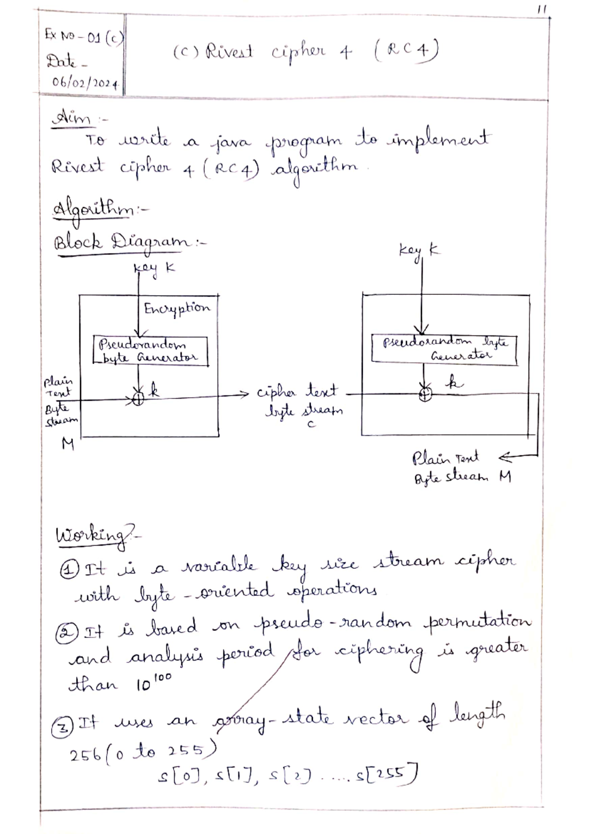 NS 1C - Java Implementation of Rivest Cipher 4 (RC4) Algorithm - Studocu