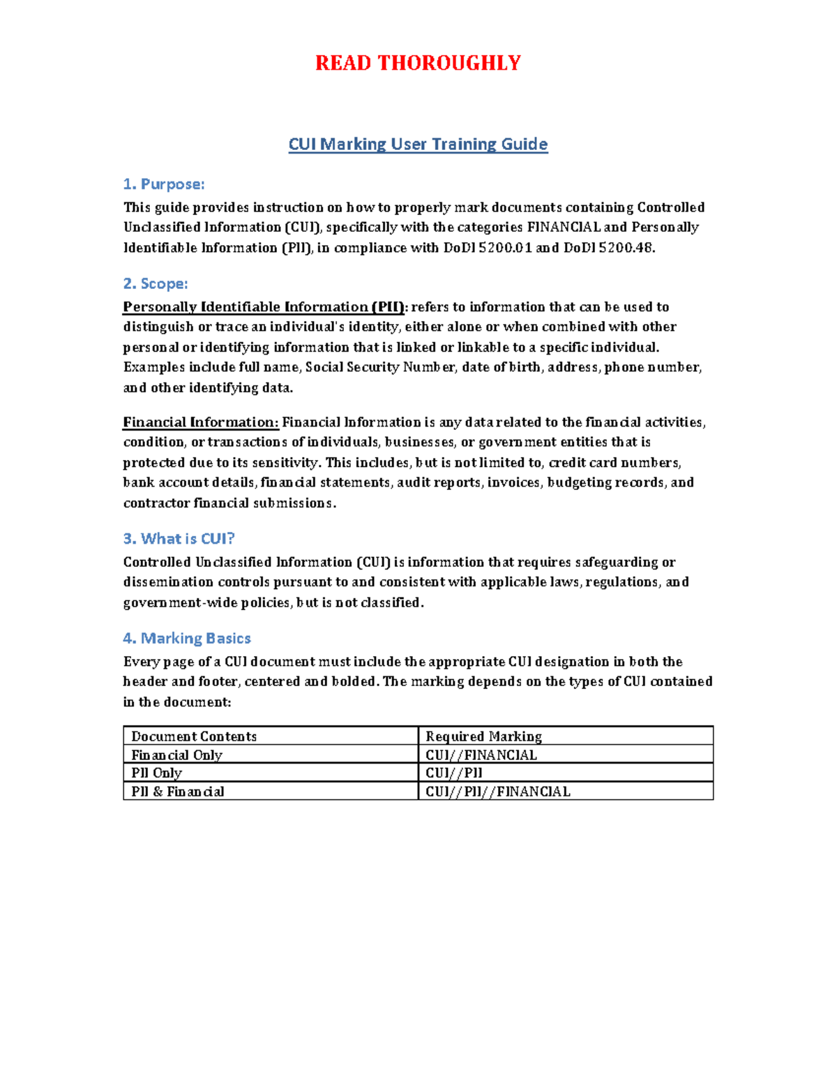 CUI Marking Training Guide: Financial & PII Compliance - Studocu