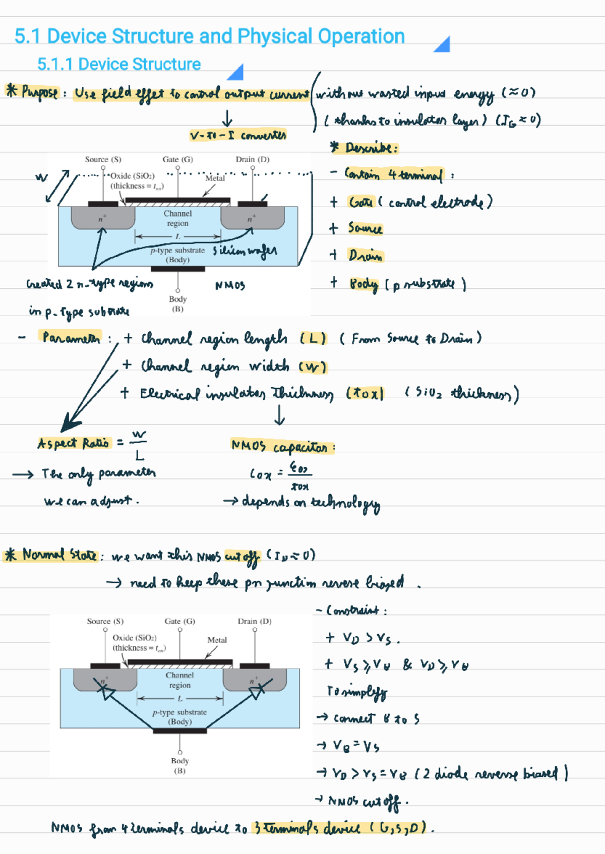 MOSFET Device Structure and Operation Notes (Course Code: 5.1) - Studocu