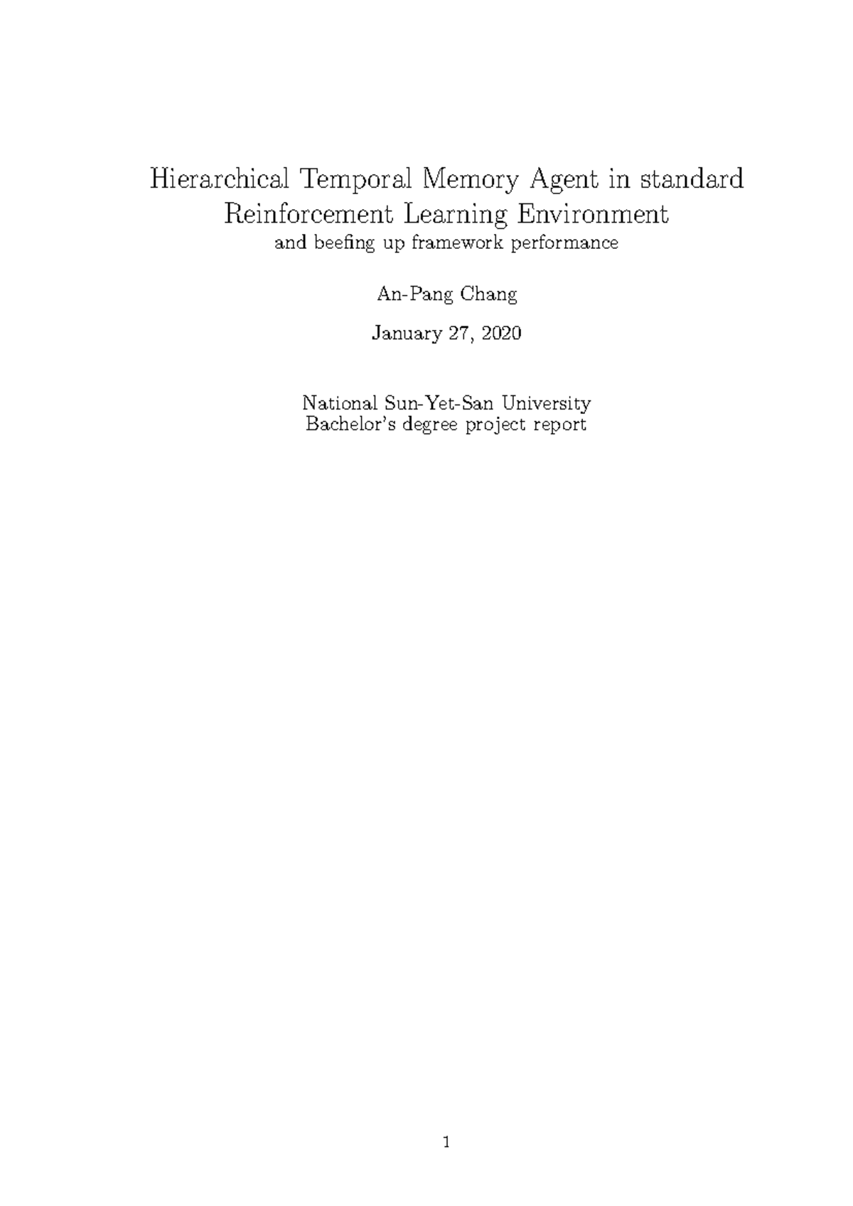 Hierarchical Temporal Memory Agent in Reinforcement Learning Framework ...