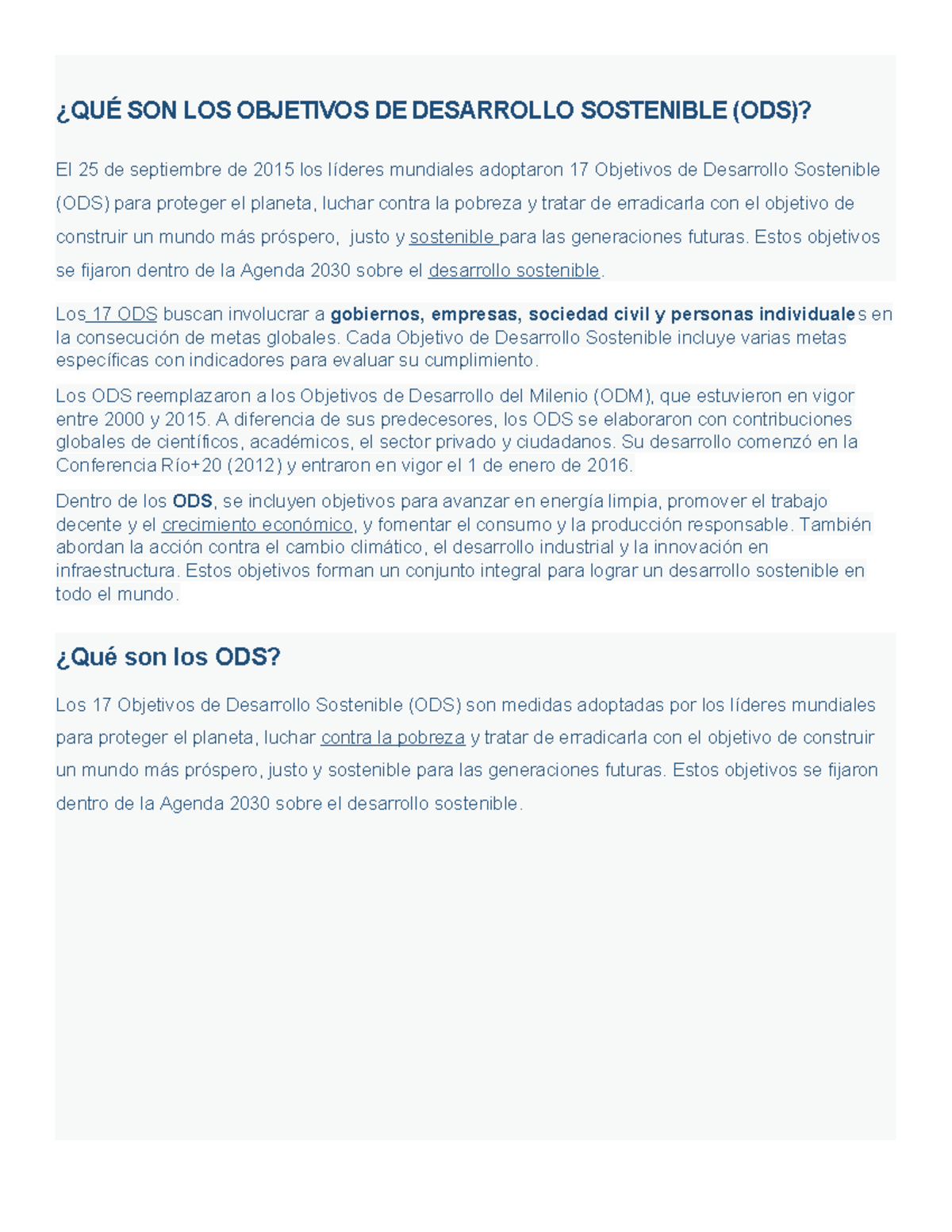 QUÉ SON LOS ODS: Objetivos de Desarrollo Sostenible y su Impacto - Studocu