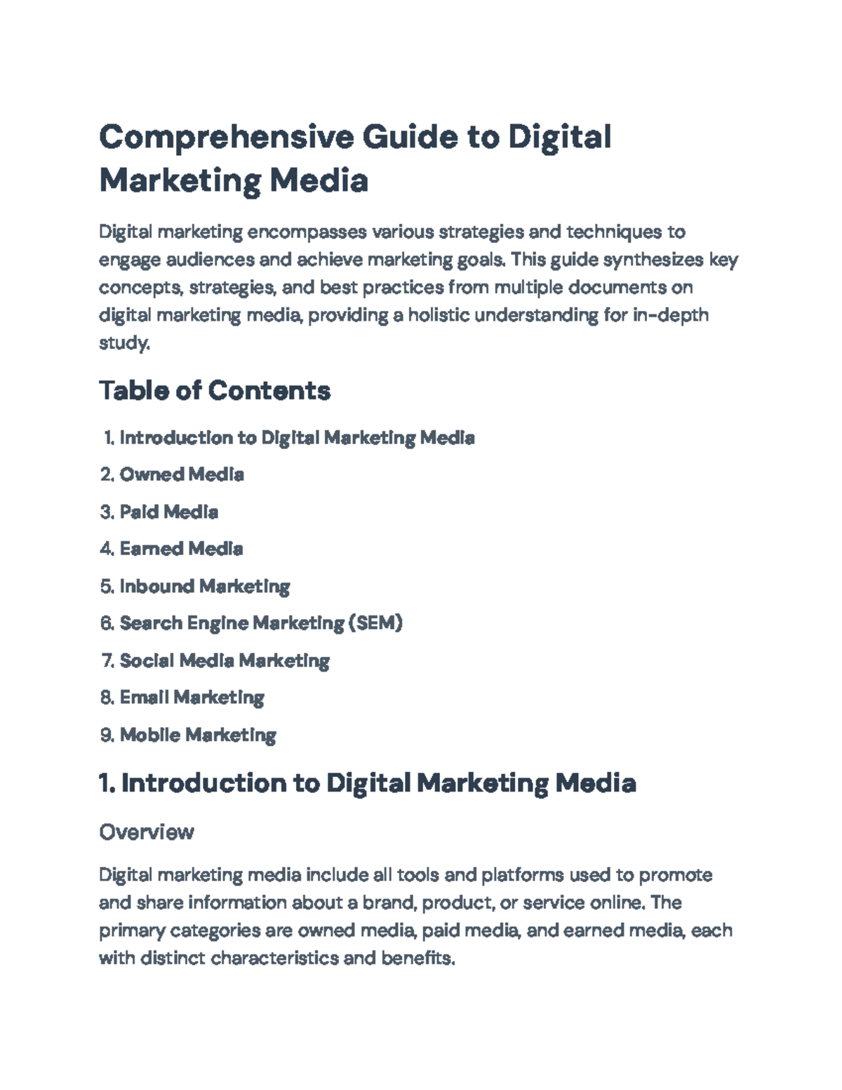 Comprehensive Guide to Digital Marketing Media Strategies (Course Code ...