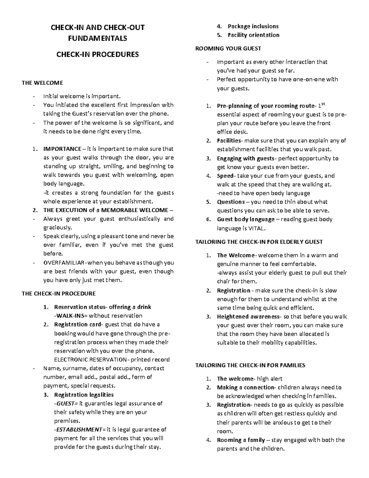 Check-IN and Check-OUT Fundamentals: Service Techniques and Best ...
