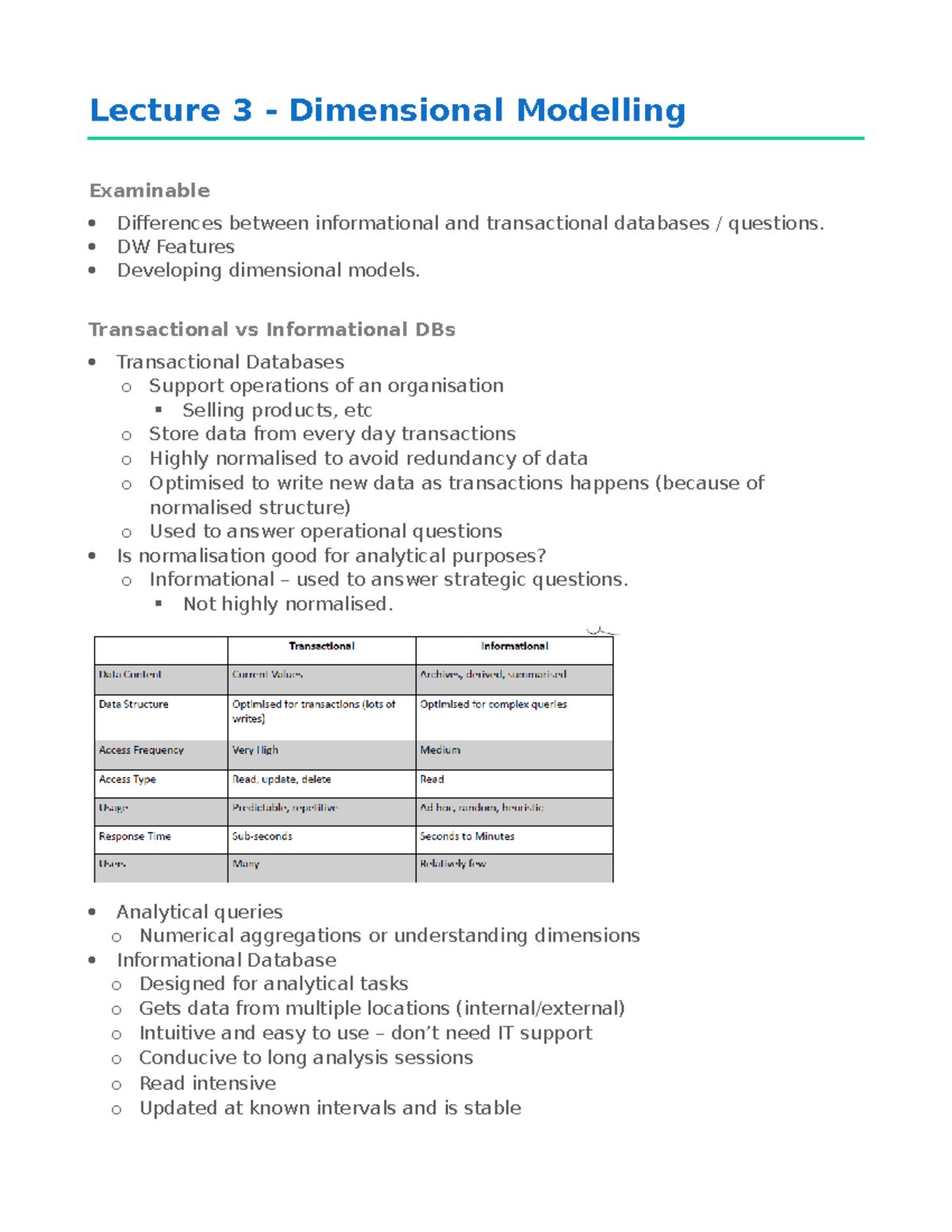 Lecture 3: Dimensional Modeling in Data Warehousing (Examinable) - Studocu