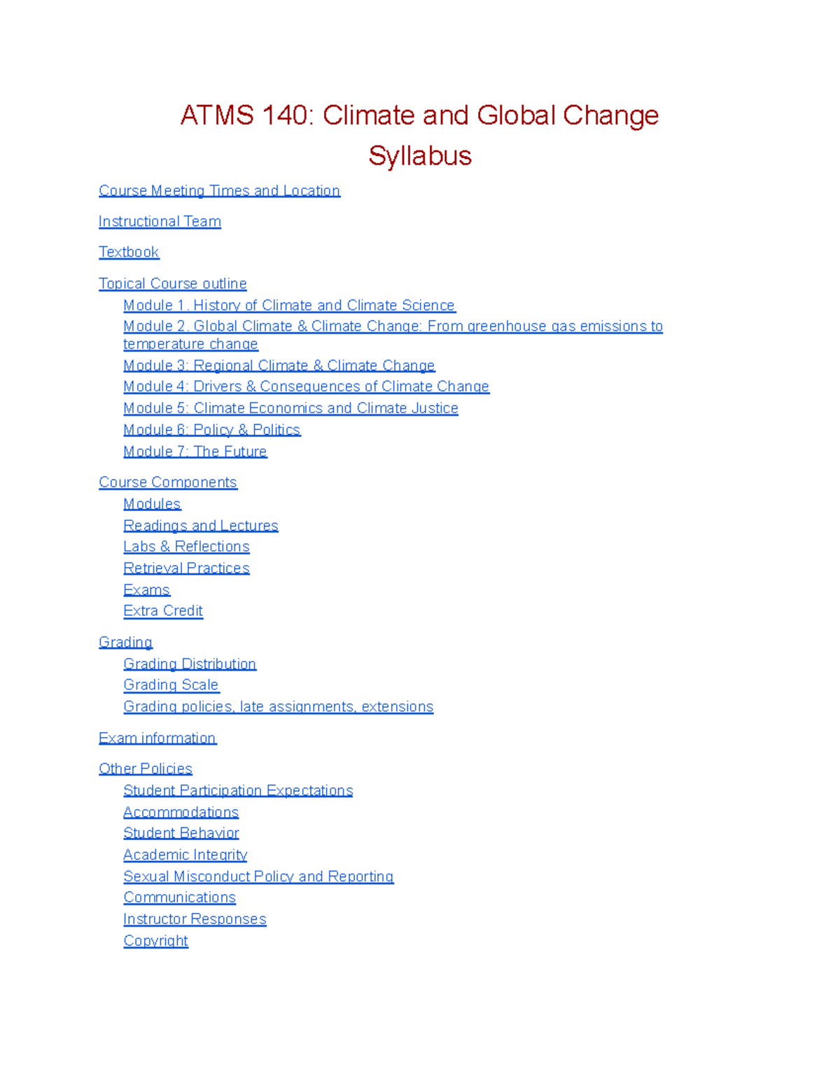 ATMS 140: Climate and Global Change Syllabus Overview for Fall 2024 ...