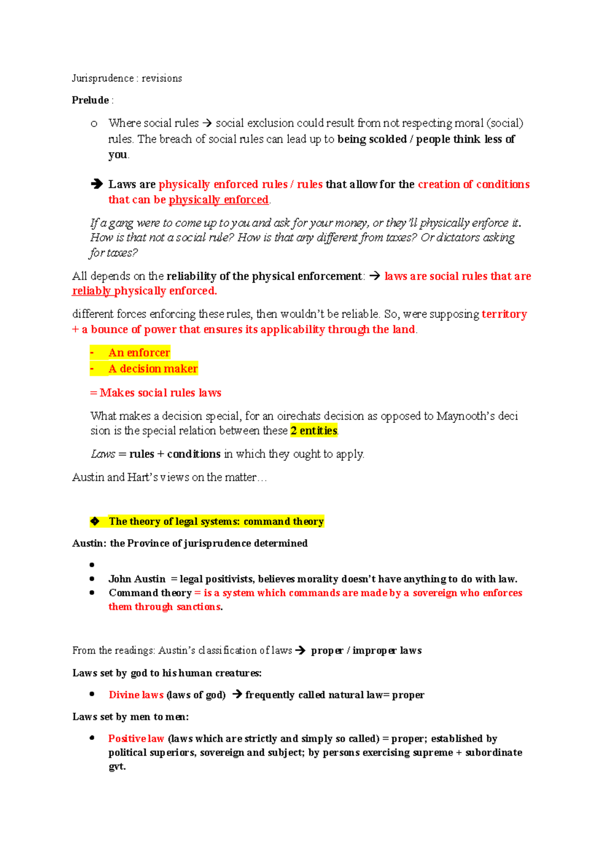 Jurisprudence Revision Notes - Exam Preparation Guide - Studocu