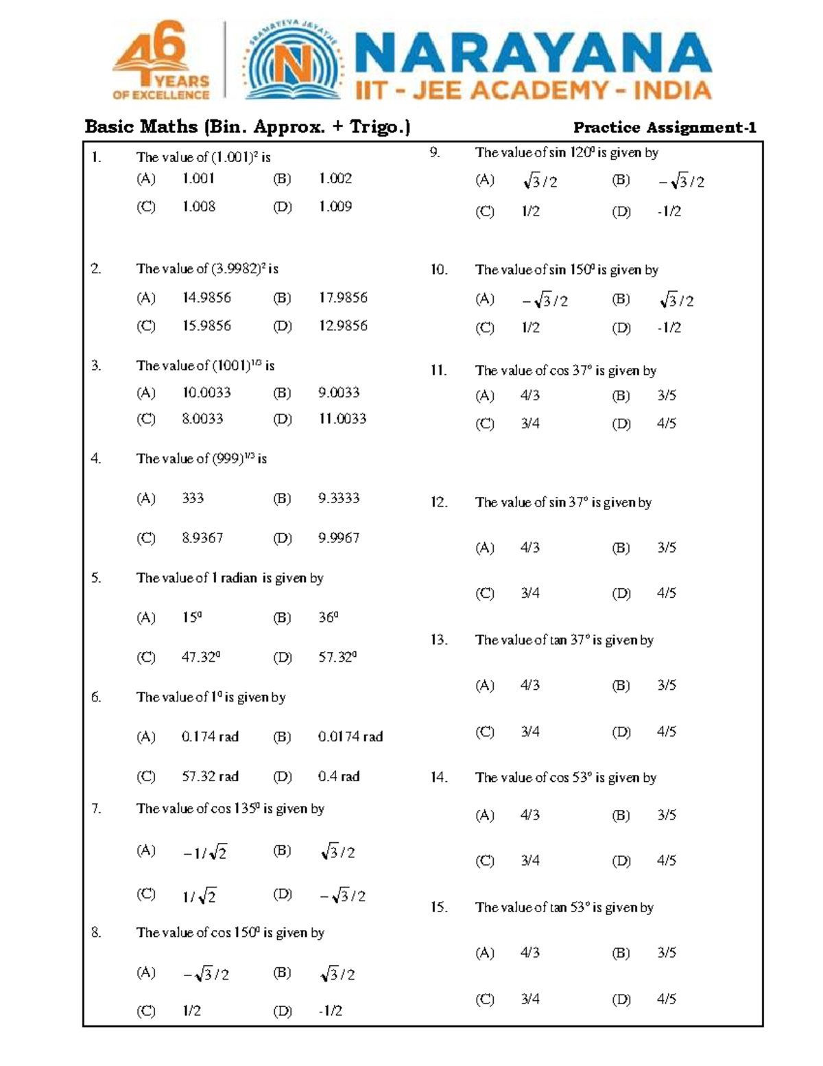 Basic Maths (Physics) Assignment 1 & 6 Practice Questions - Studocu
