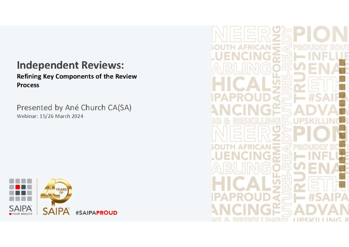 Independent Review: Key Components & ISRE2400 Insights - Studocu