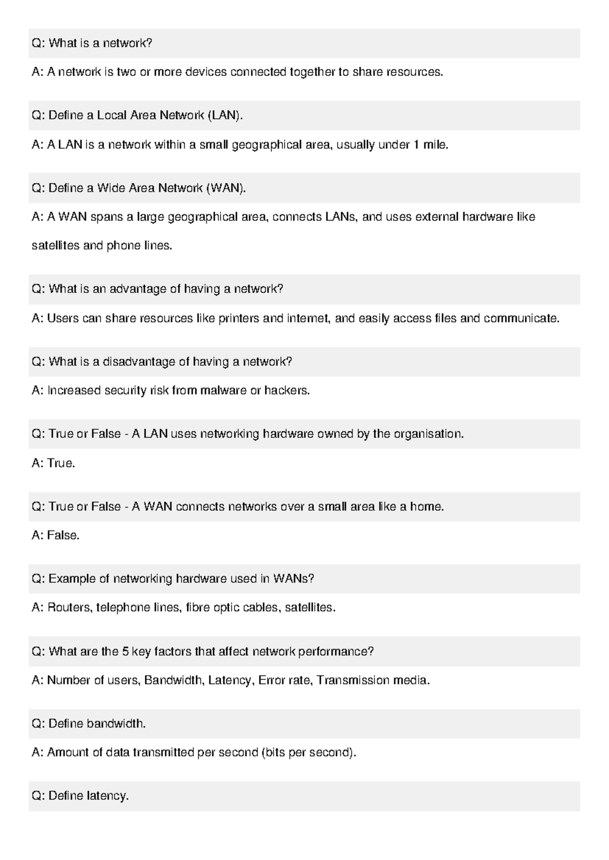 Network Flashcards - Key Concepts and Definitions for Study - Studocu