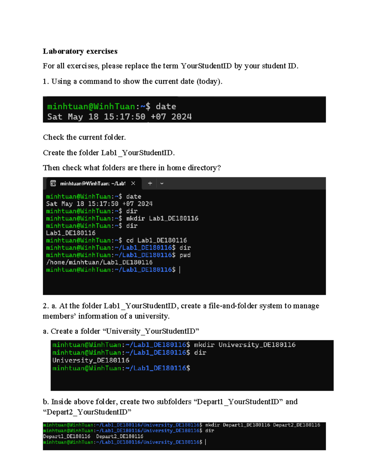 Lab1 - Ubuntu Command Line & C Programming Exercises - Studocu