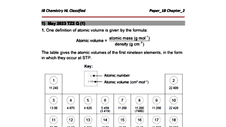 Atomic 1B - Chapter 18: Atomic Volume and Elements Analysis - Studocu
