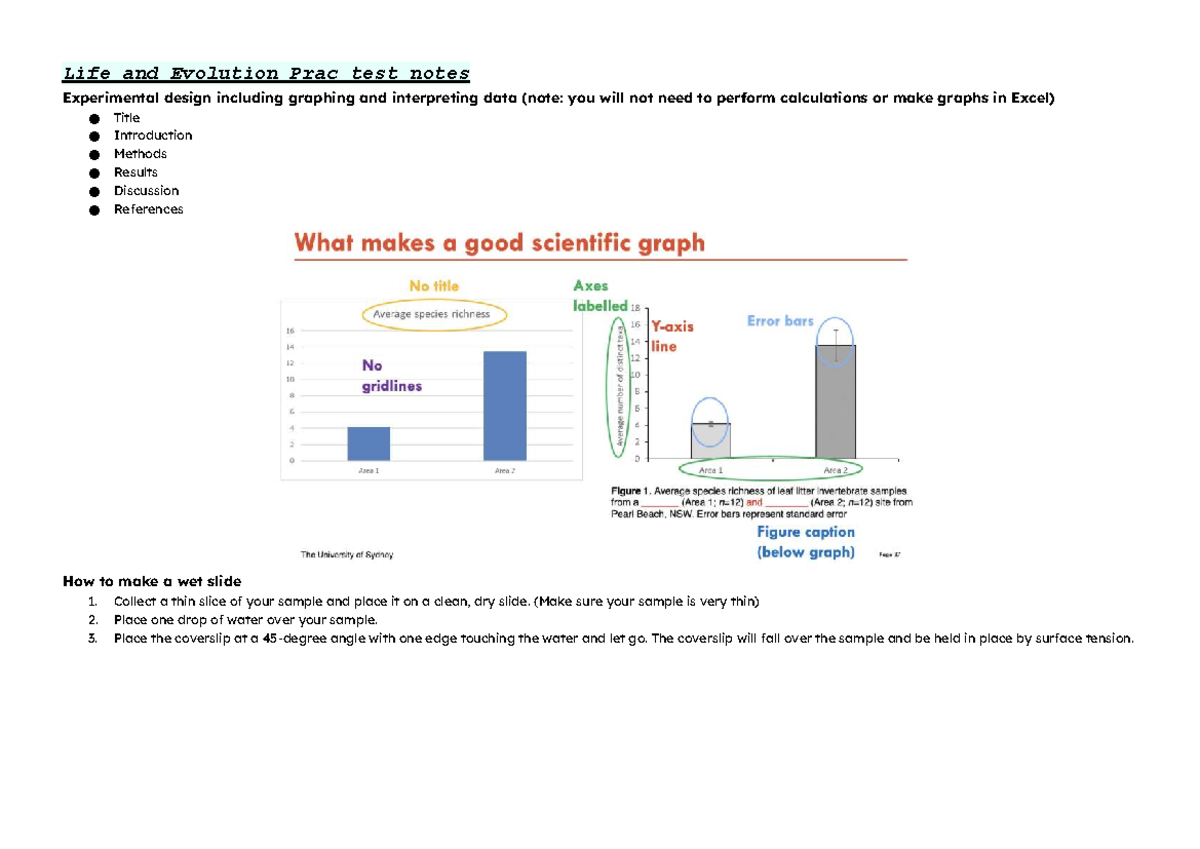 Life and Evolution Prac Test Notes: Experimental Design & Data ...