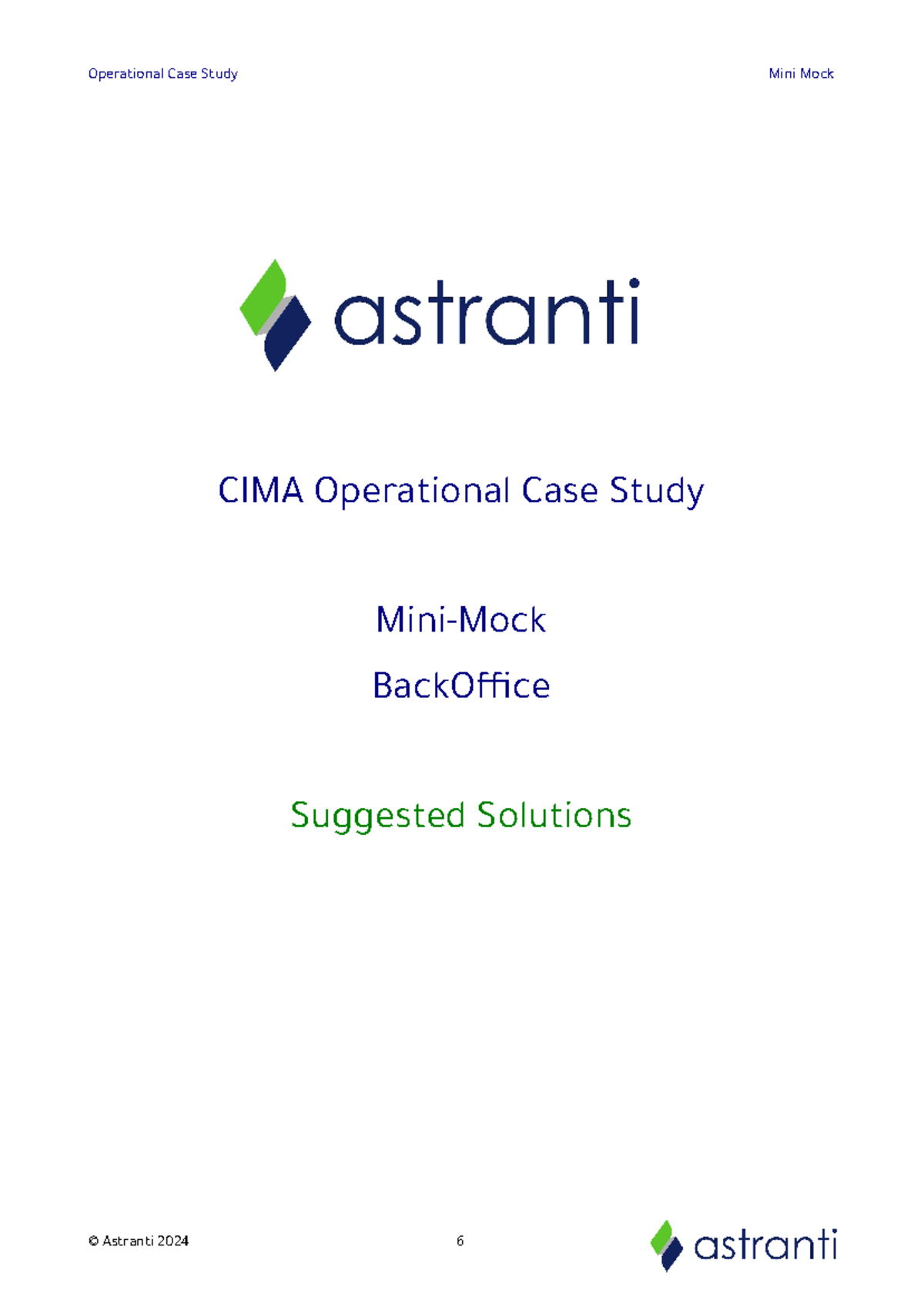 CIMA Operational Case Study: Mini Mock Answers & Suggested Solutions ...