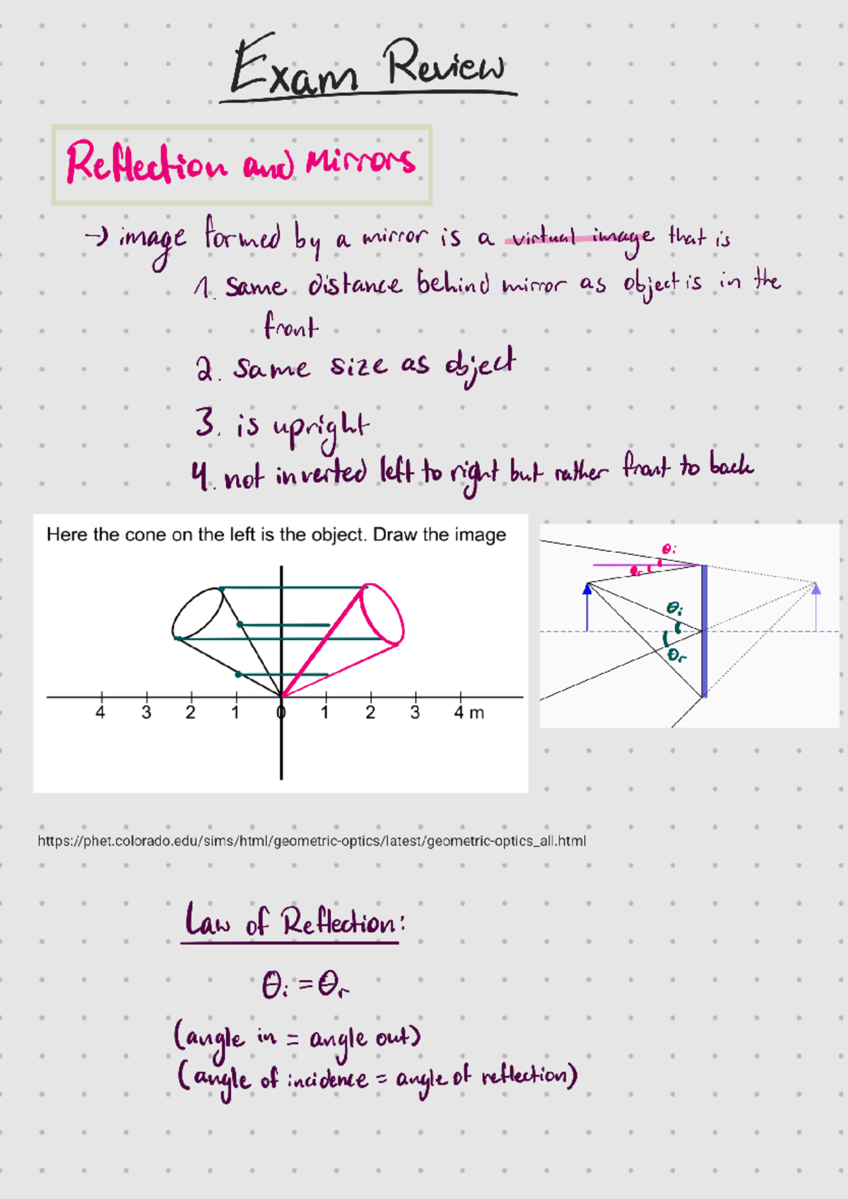 Analysis of Key Concepts in Physics 101: Reflection & Refraction - Studocu