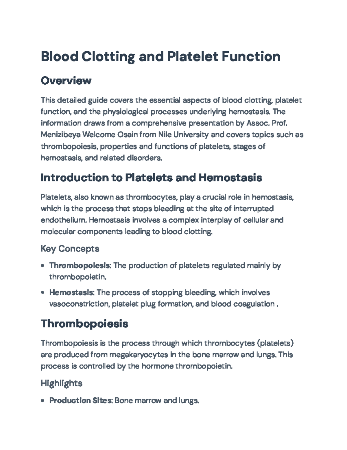 Platelet Function and Hemostasis Overview - Blood Clotting Insights ...