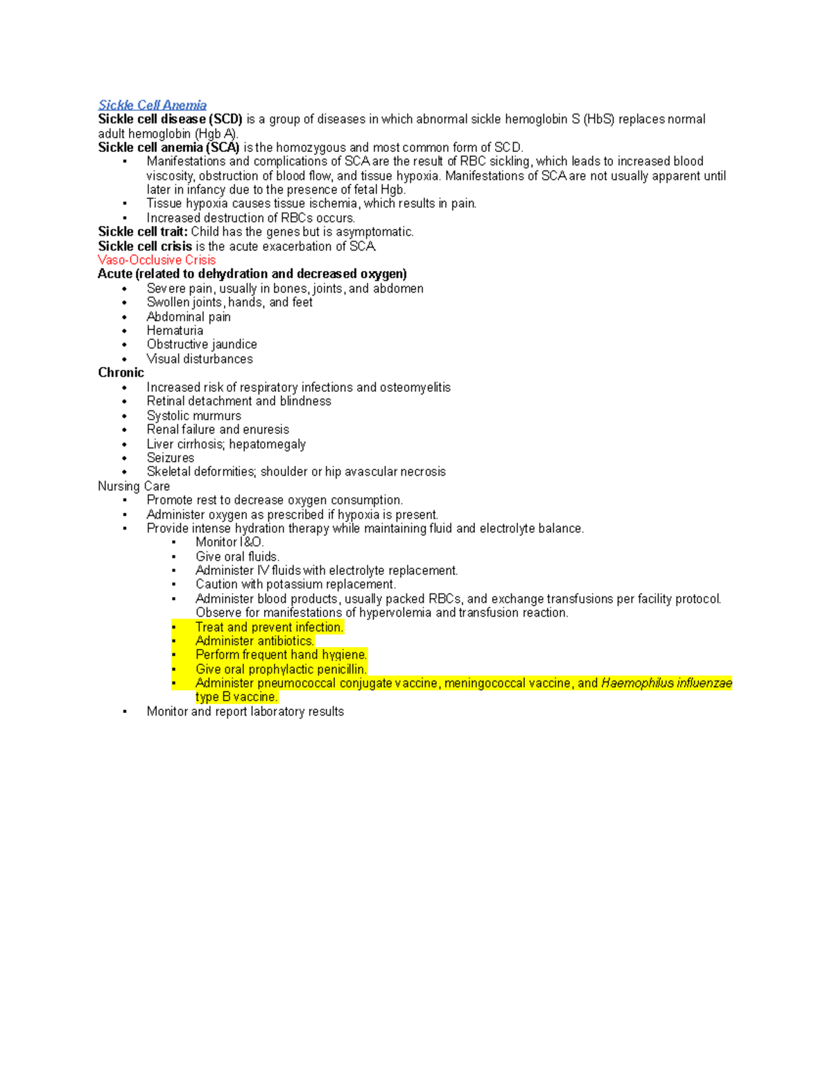 Peds CMS Review - Sickle Cell Anemia Sickle cell disease (SCD) is a ...