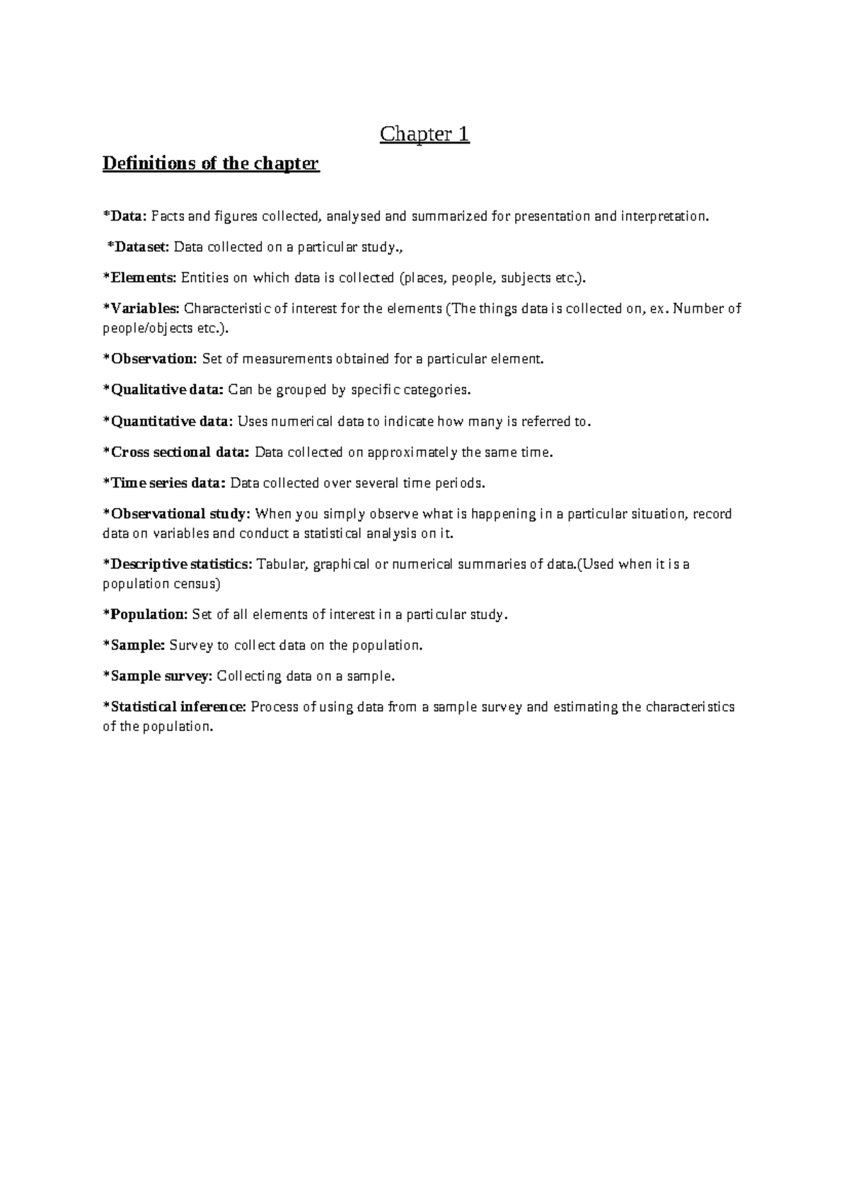 Statistics 101: First Semester Notes on Chapters 1-5 - Studocu
