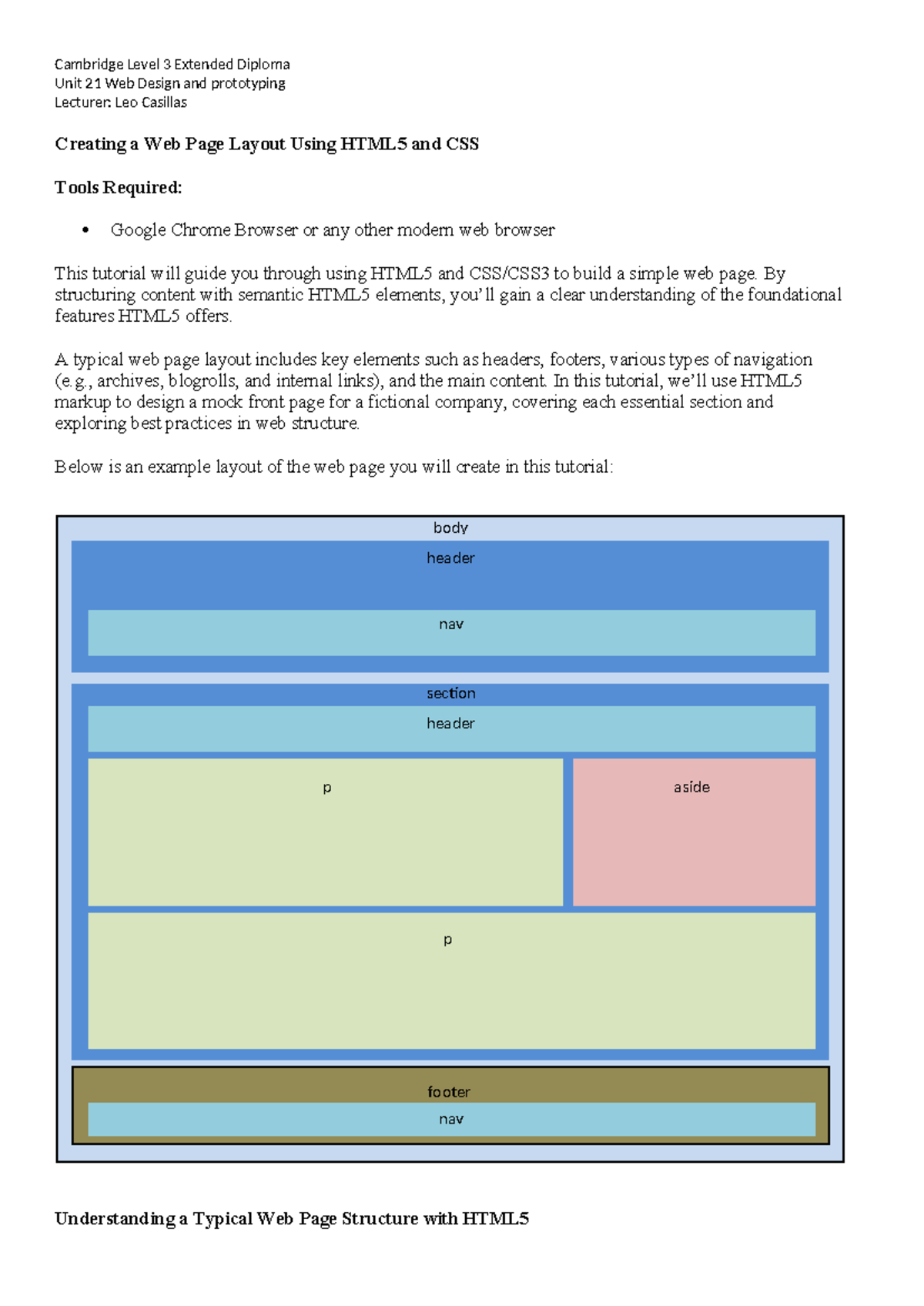 Unit 21: HTML5 & CSS Tutorial for Basic Web Page Creation - Studocu