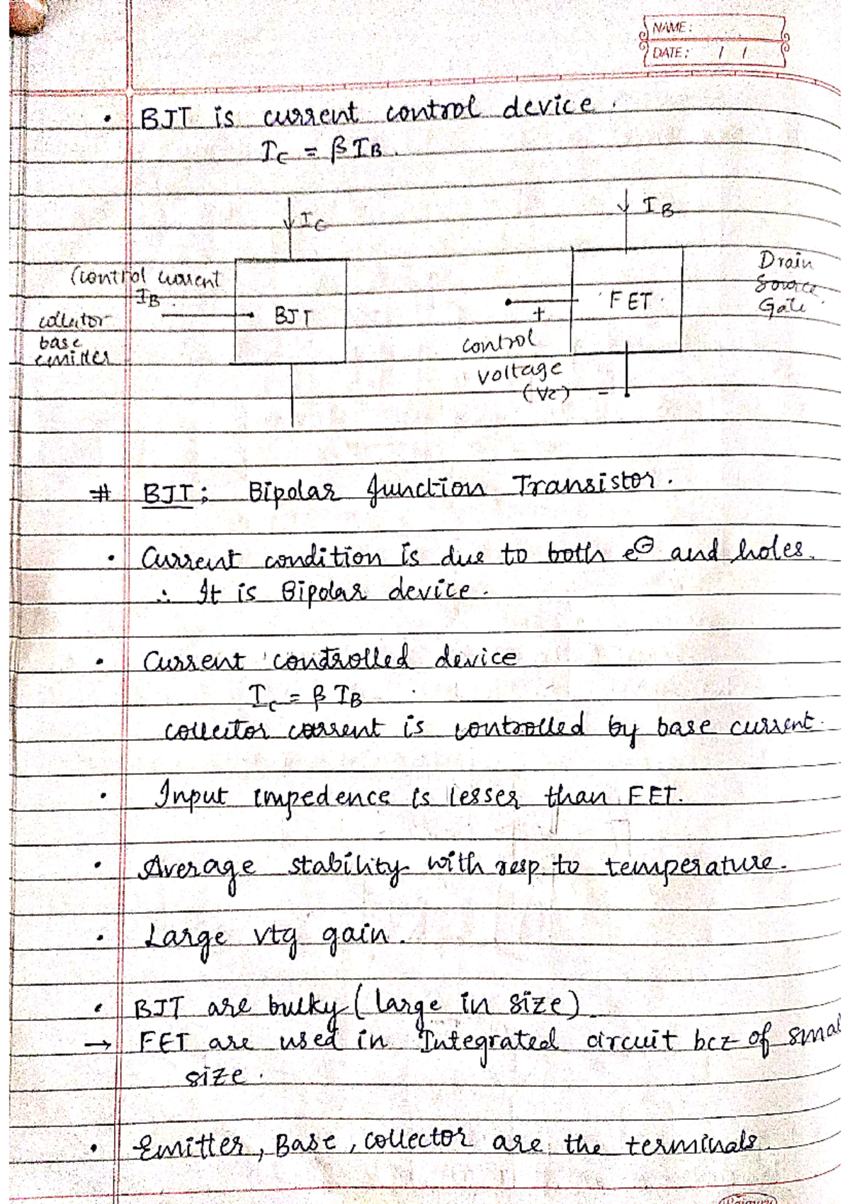 FET - Detailed Notes on BJT and JFET Characteristics - Studocu