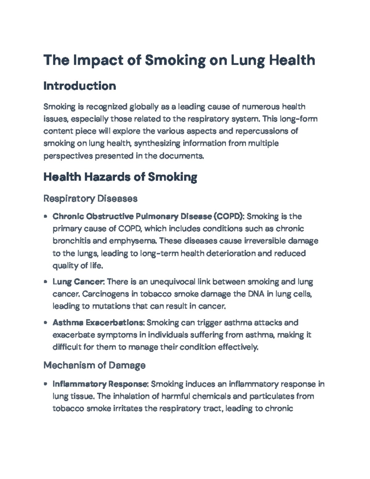 The Impact of Smoking on Lung Health: Risks, Effects, and Solutions ...