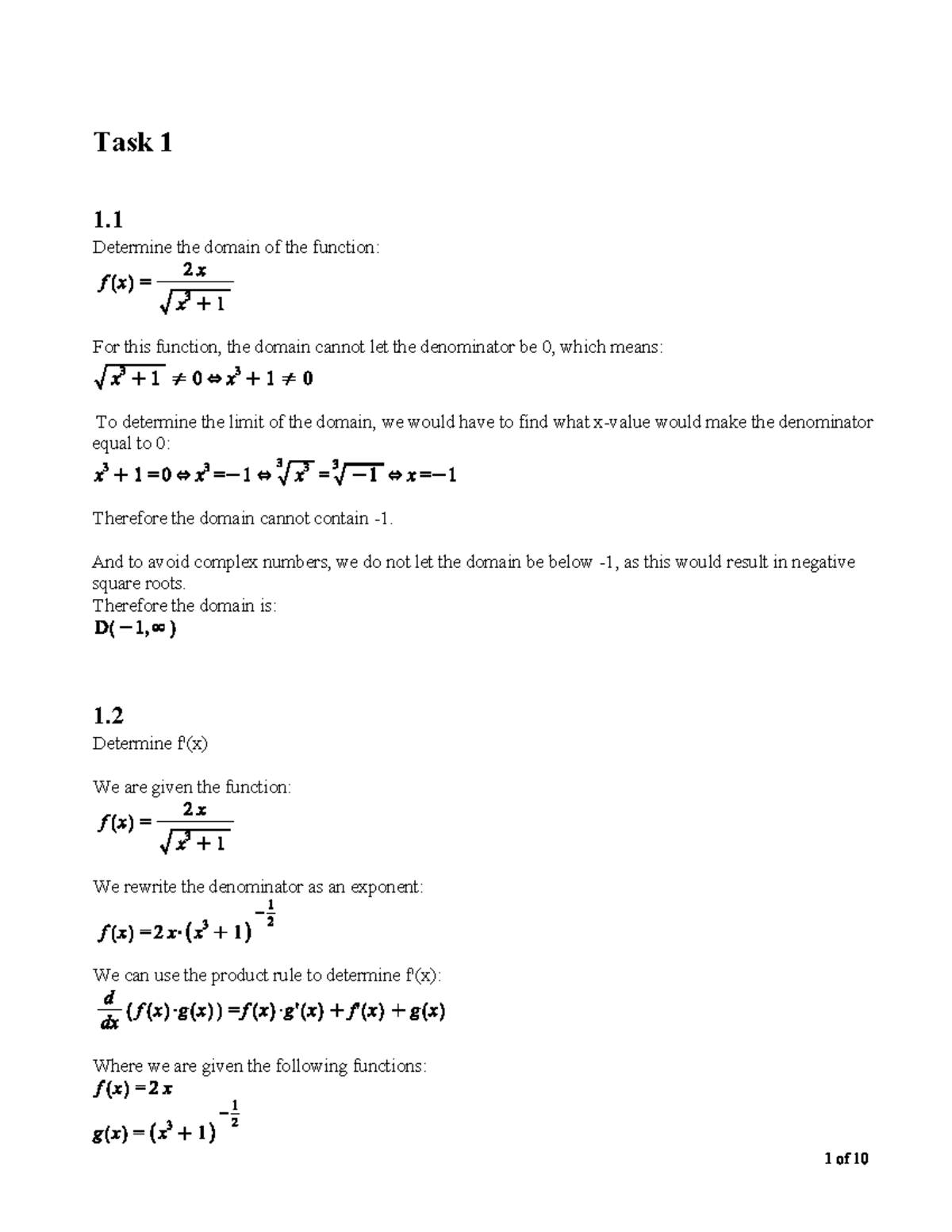 MM572 Assignment 1: Domain, Limits, and Function Analysis - Studocu