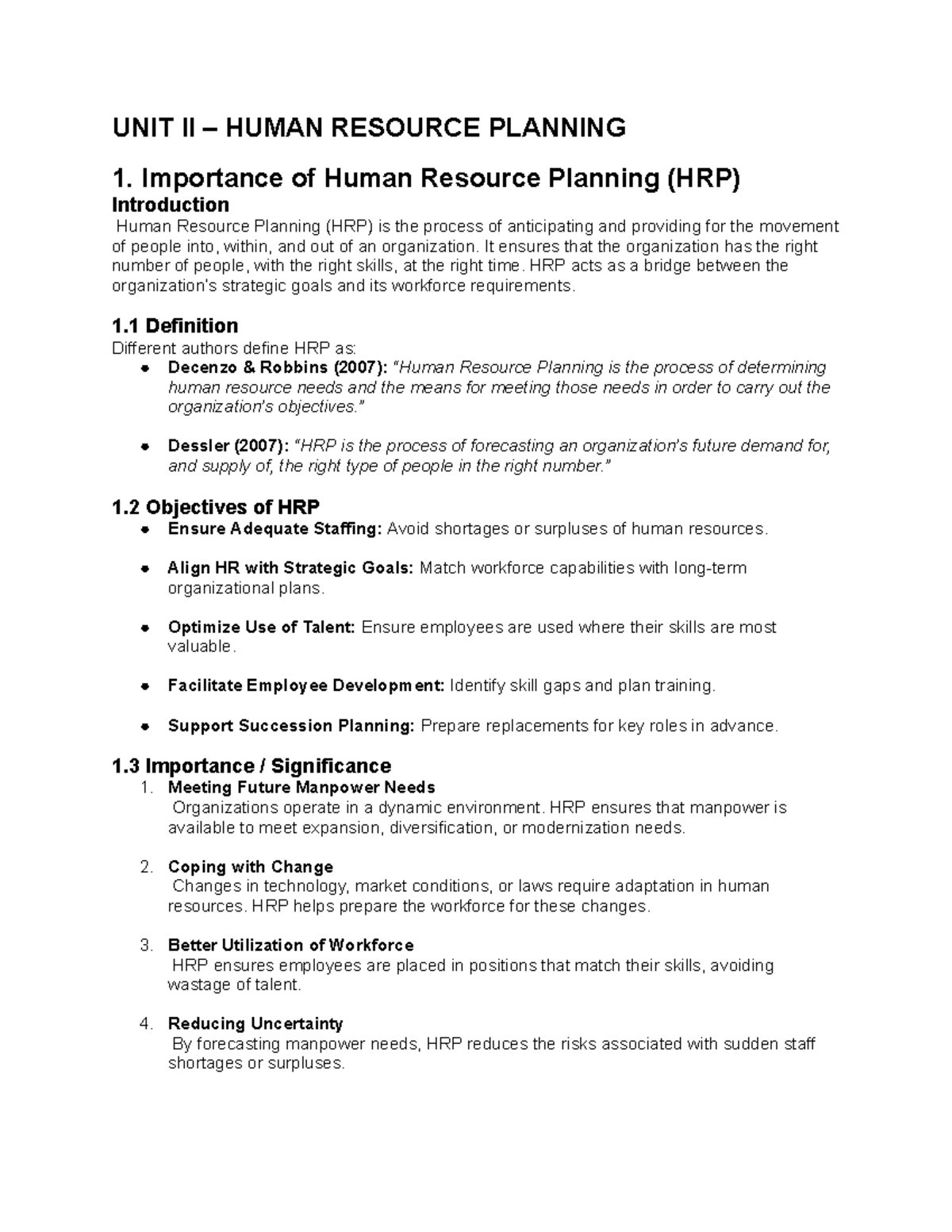 GE3754 HRM Unit 2 & 3: Human Resource Planning and Recruitment Insights ...