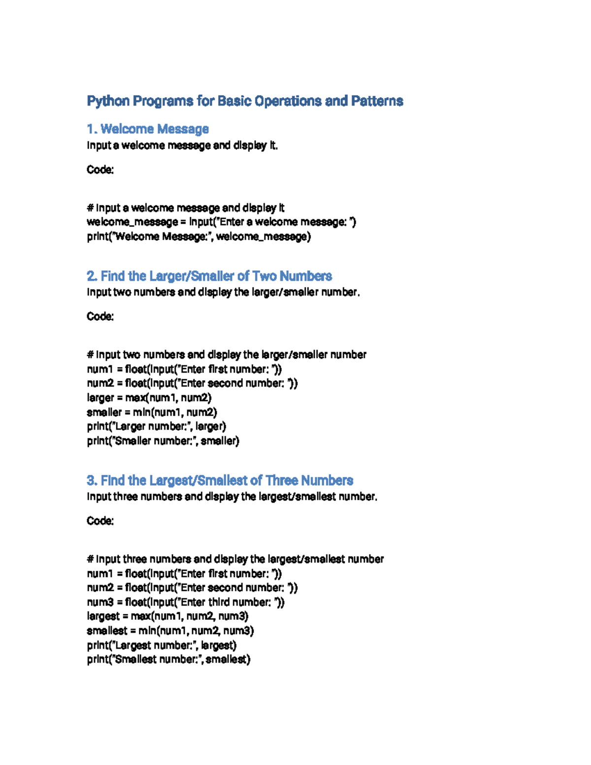 Python Programs Complete - Python Programs for Basic Operations and ...