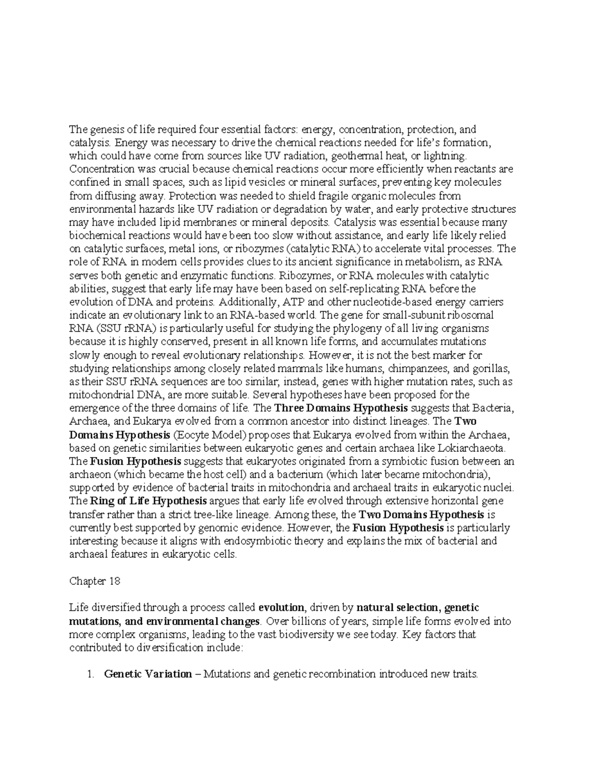 The Genesis of Life: Essential Factors and Evolutionary Insights (BIO ...