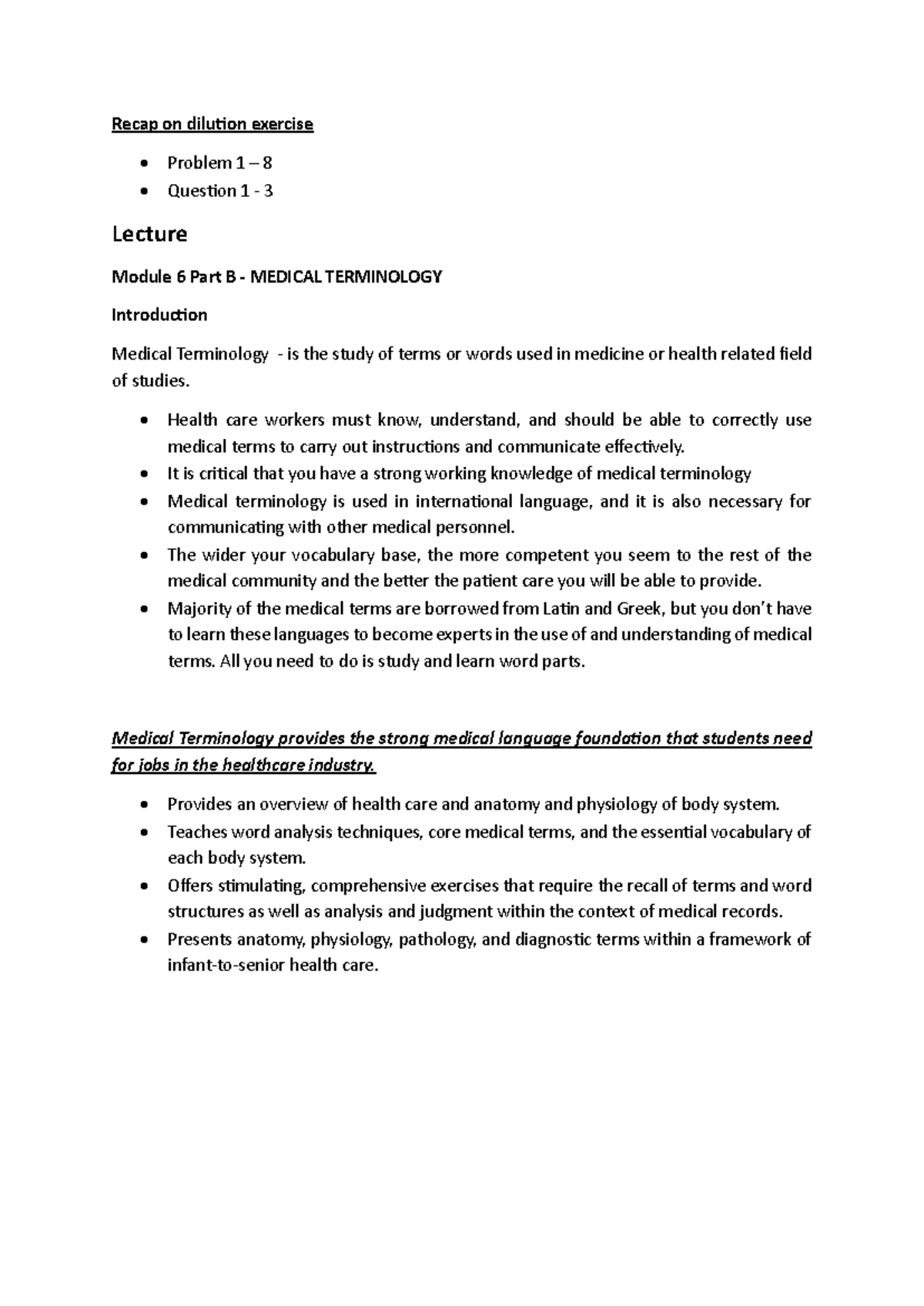 Medical Terminology Overview & Abbreviations - Module 6 Part B - Studocu