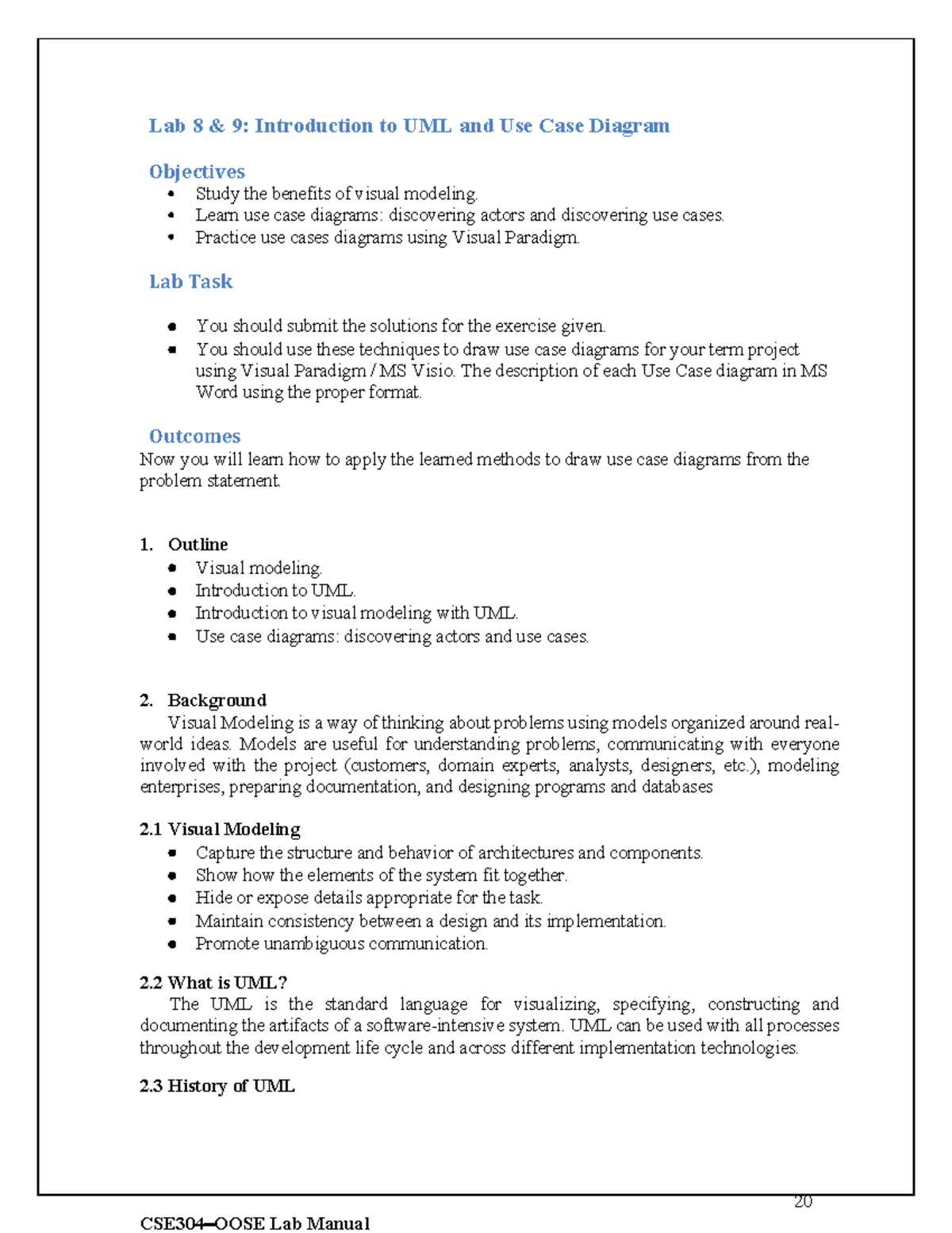 Lab 8 & 9 - Intro to UML & Use Case Diagrams for Software Development ...