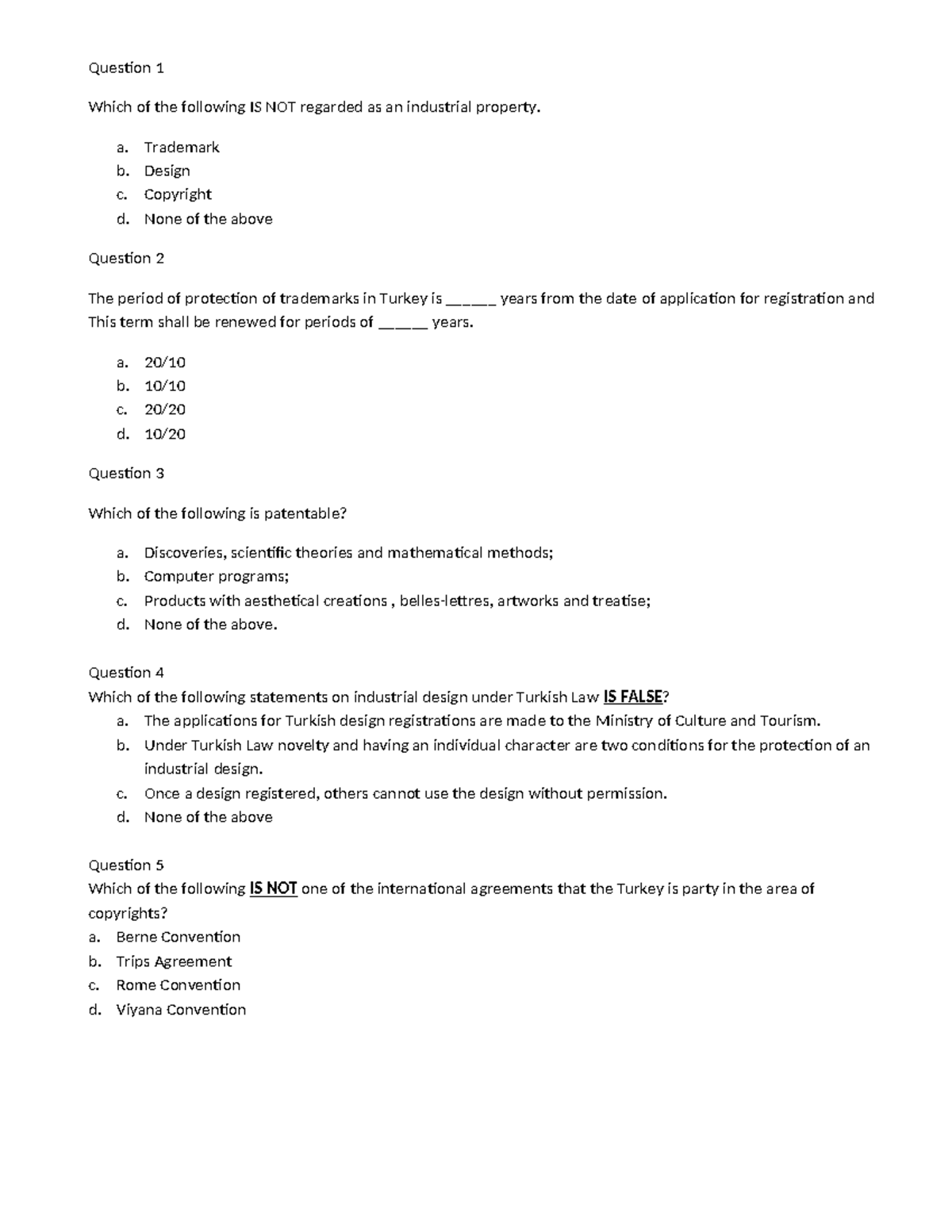 Week11-Lawmultiple choice questions 5Q - Question 1 Which of the ...