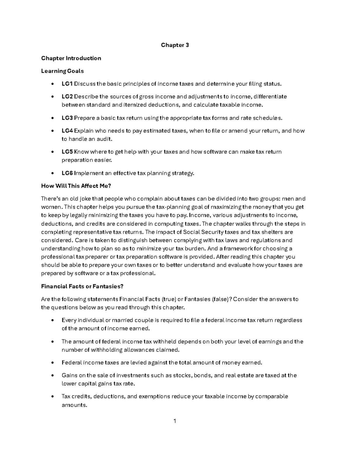 Understanding Federal Income Tax Principles: Chapter 3 Overview and ...