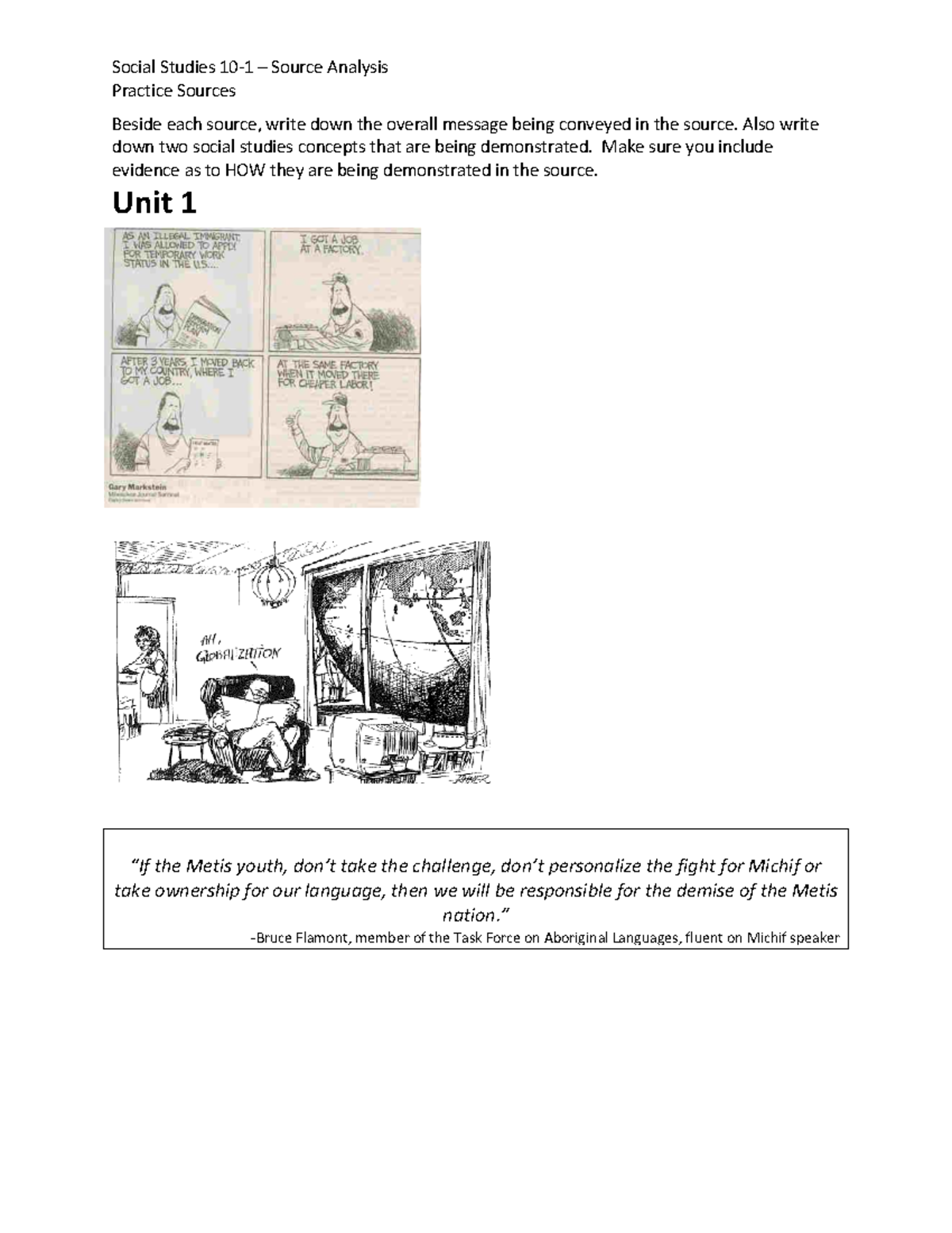 Social 10 - Source Analysis Practice: Concepts & Messages - Studocu