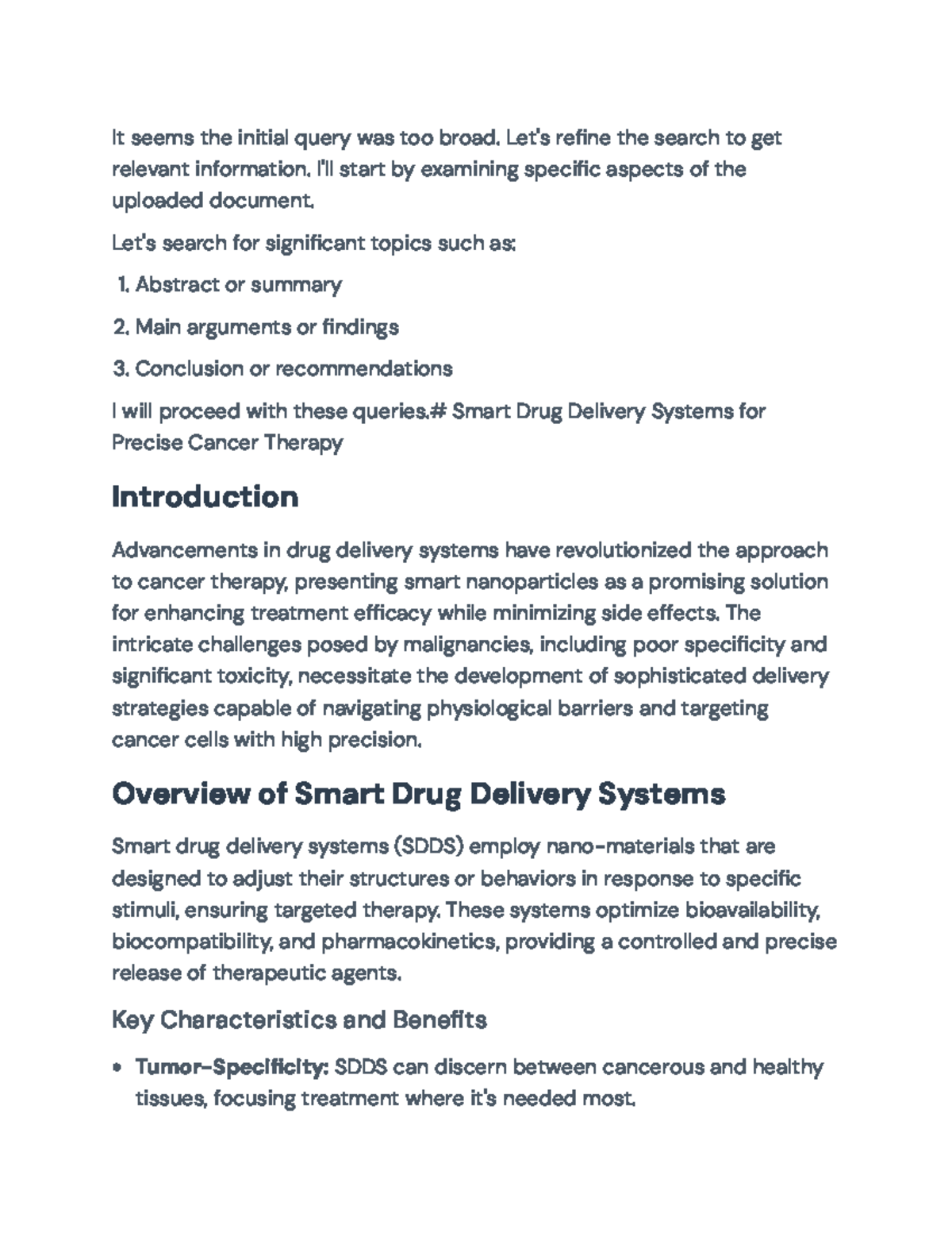 Smart Drug Delivery Systems for Targeted Cancer Therapy: Overview ...