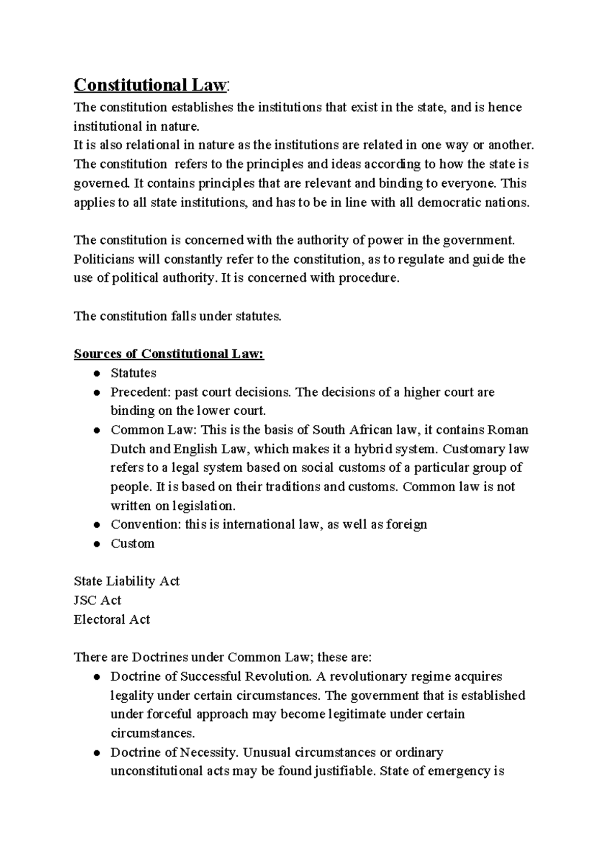Constitutional Law: Key Concepts and Principles in South Africa - Studocu