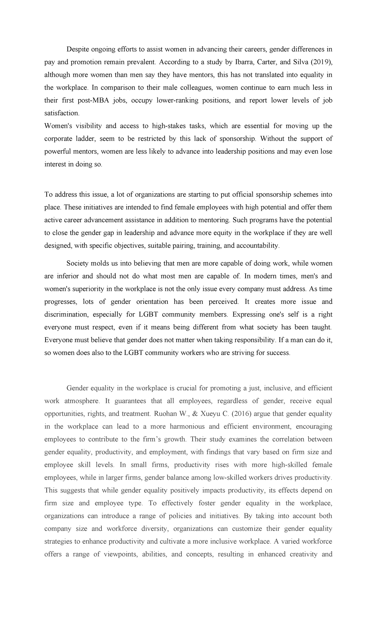 Gender Equality in the Workplace: Challenges and Strategies for ...
