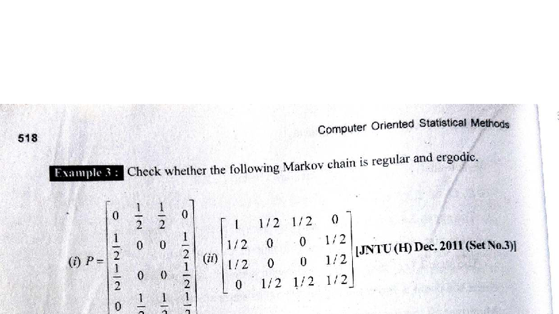 518 Computer Oriented Statistical Methods: Regularity & Ergodicity ...