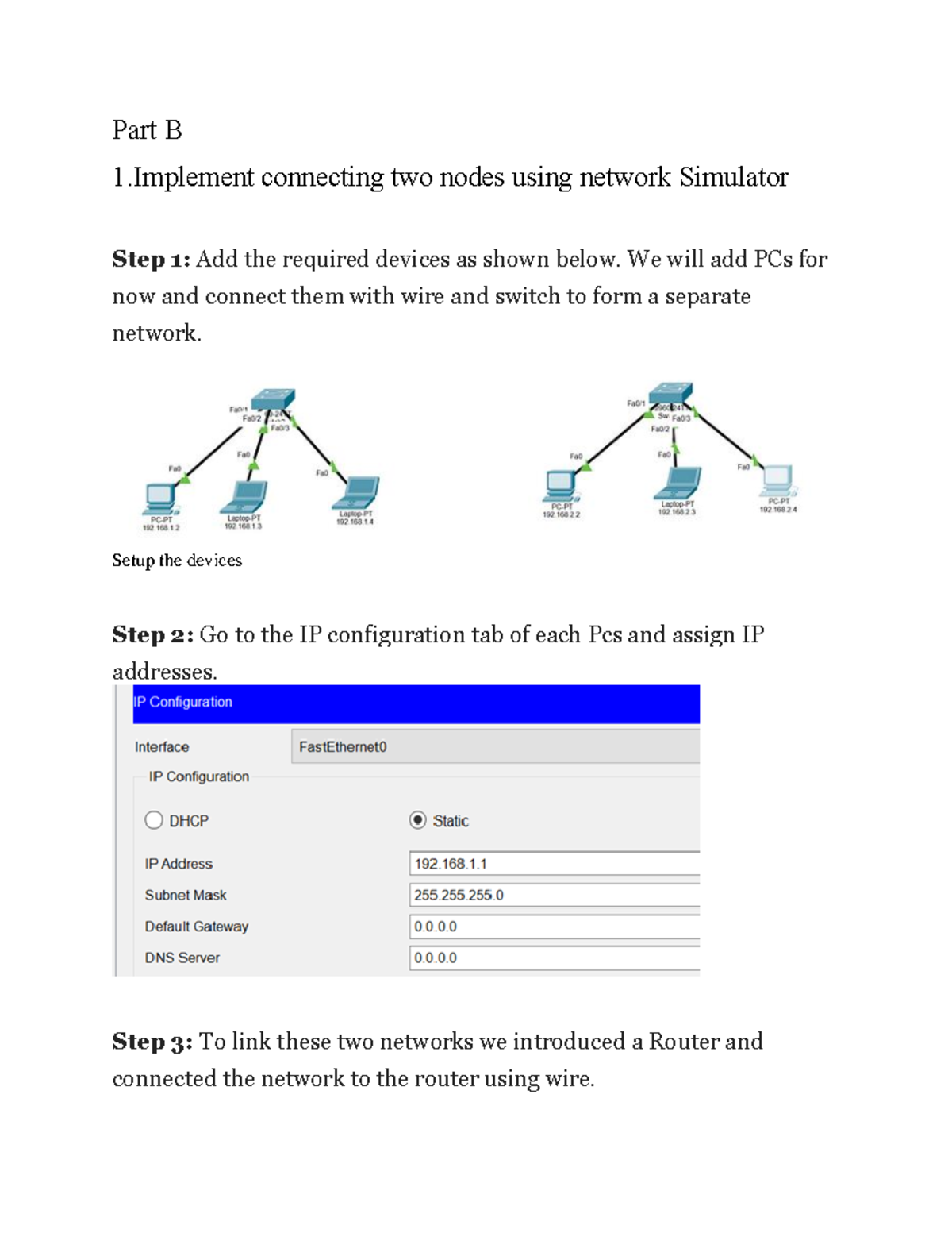 CS CN LAB Manual Part B: Connecting Nodes & Network Topologies Guide ...